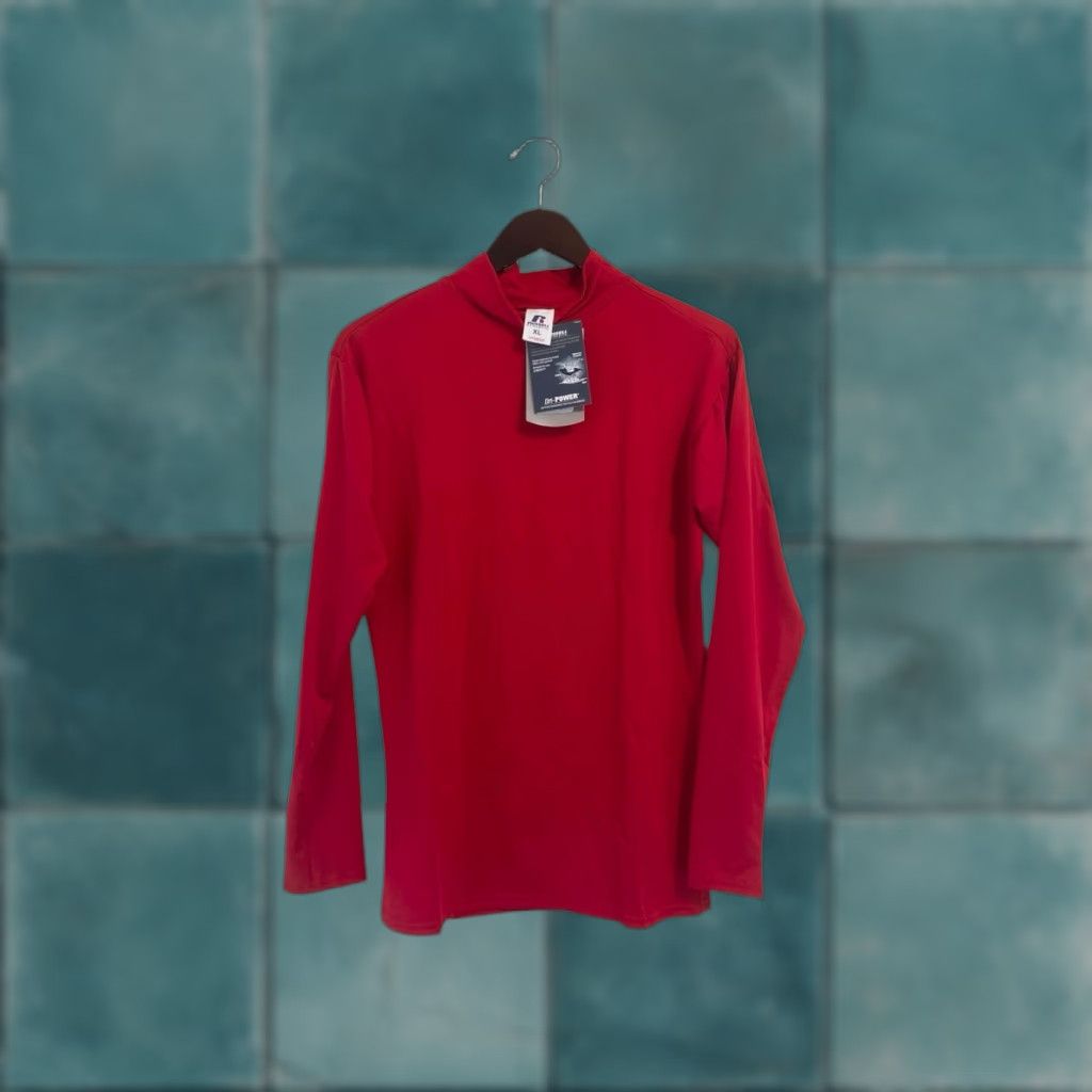 Russell Athletic VINTAGE Russell Athletic Mock Neck Shirt Mens XL NWT NOS 00s Dri-Power Red Long Sleeve Polyester Spandex 28" 21" 24" Excellent Mens Size US XL / EU 56 / 4 - 1 Thumbnail