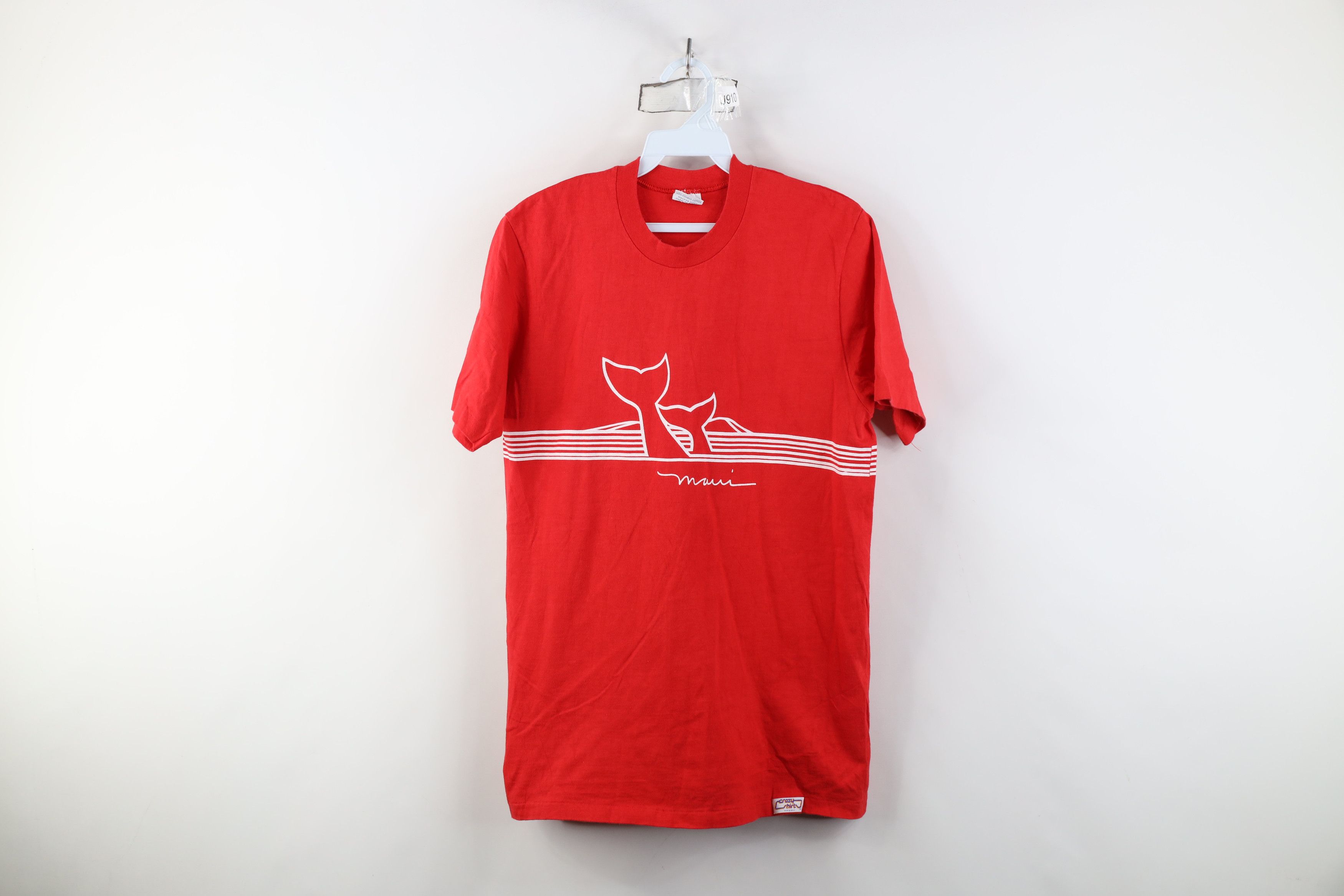 Vintage Vintage 70s Streetwear Maui Hawaii Whale T-Shirt Red USA Size M / US 6-8 / IT 42-44 - 1 Thumbnail