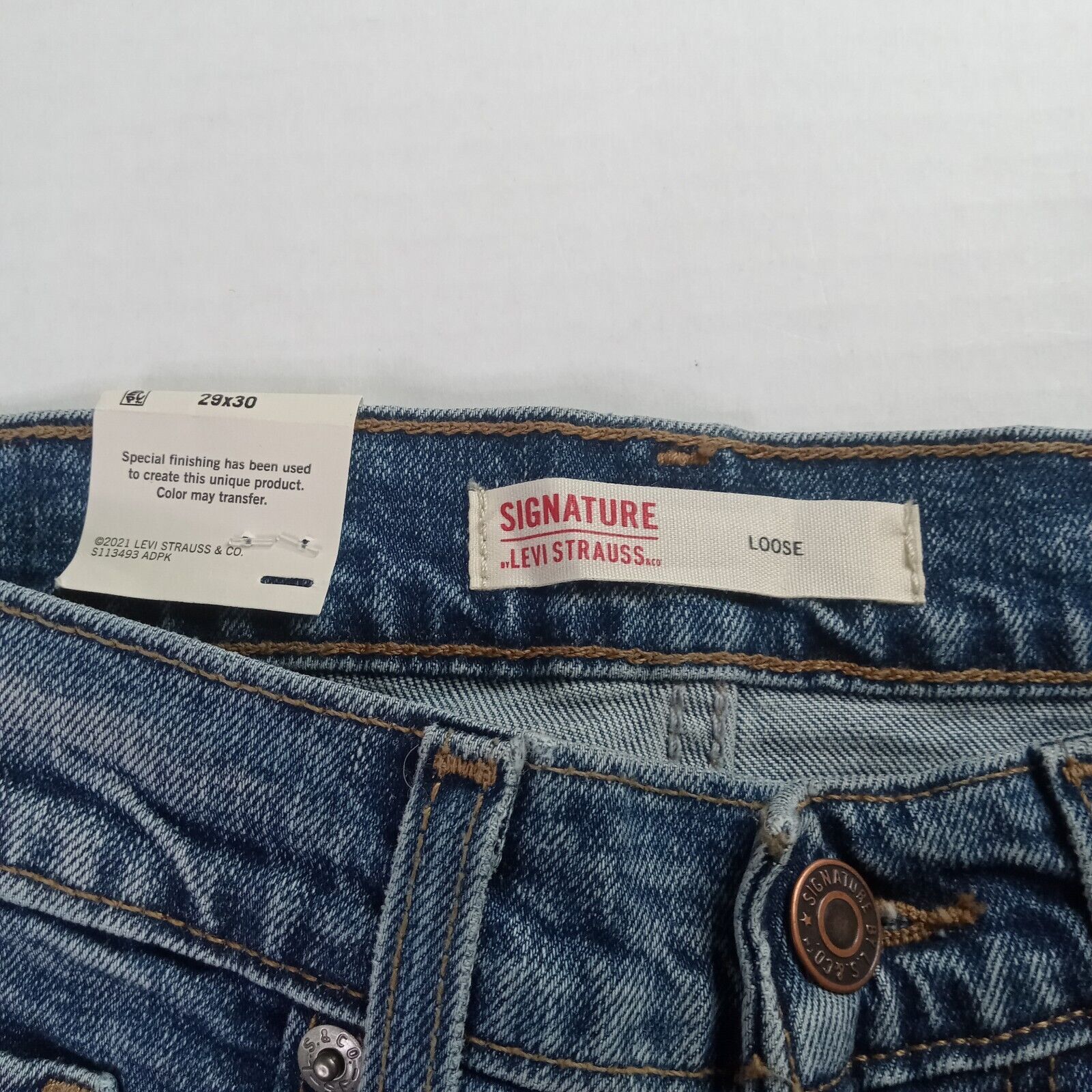 Levi's Signature By Levi's Loose Jeans Men's 29x30 Blue Denim Flex Size US 29 - 5 Thumbnail