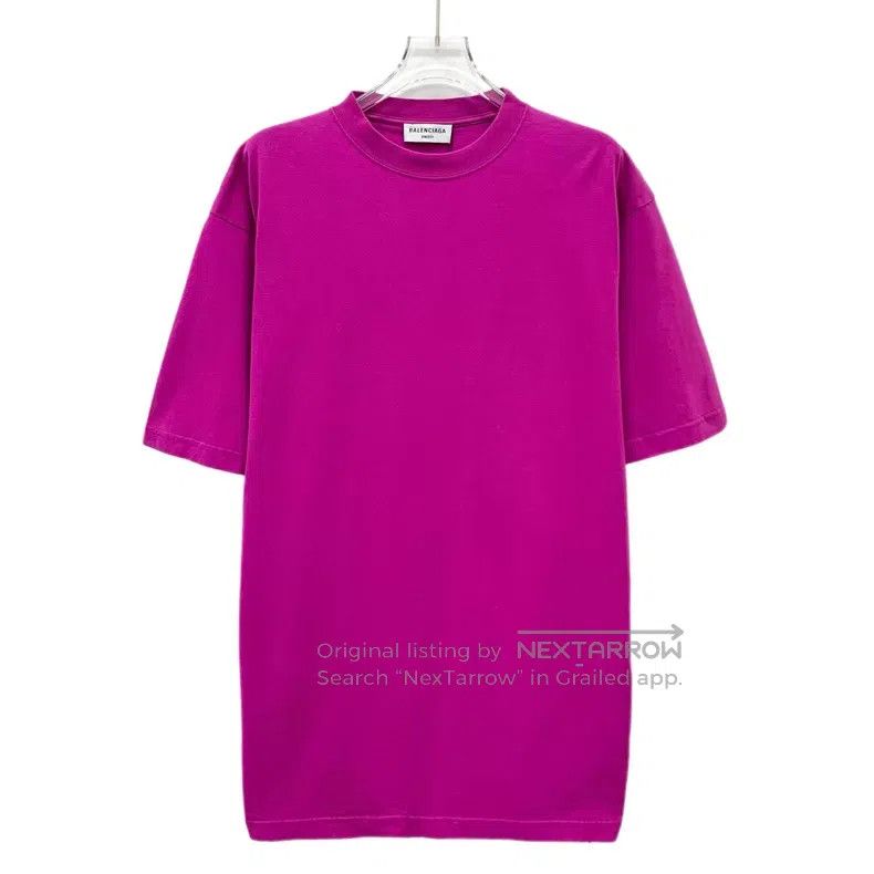 Balenciaga Balenciaga Purple Logo Letter Cotton Round Neck Short Slee Size US M / EU 48-50 / 2 - 1 Thumbnail