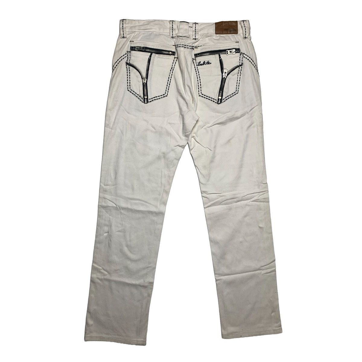 Vintage Lolita & Co White Pants Multi Zipper Detail Contrast Stitch Size US 32 / EU 48 - 7 Thumbnail
