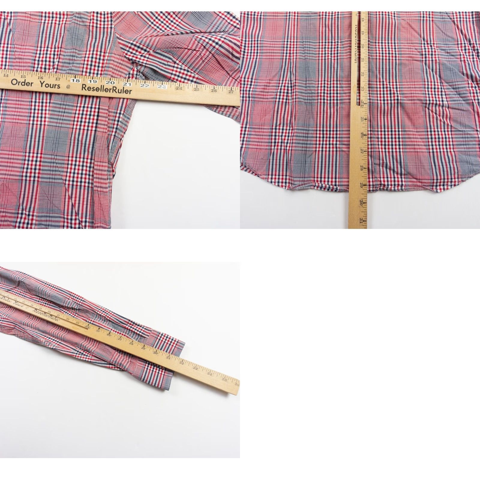 Express Express Mens Large Red Long Sleeve Button Up Fitted Check Plaid Stretch Shirt Size US L / EU 52-54 / 3 - 8 Thumbnail