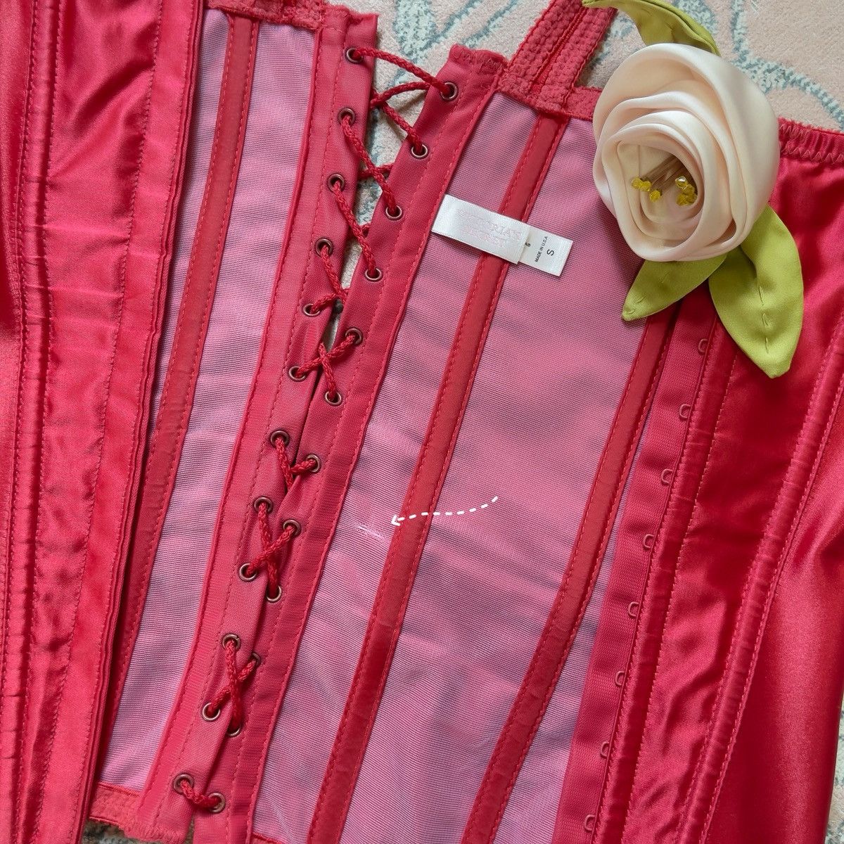 Victoria's Secret Victoria’s Secret Red Satin Lace-Up Corset Top (XS–S) Size S / US 4 / IT 40 - 15 Thumbnail