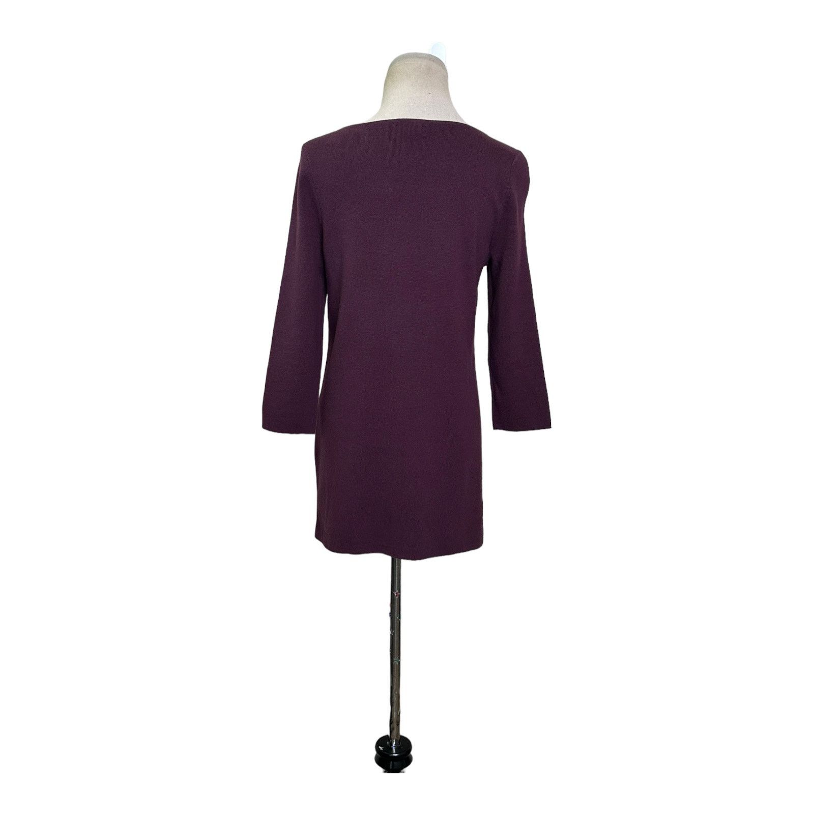 Chicos Chico's maroon 3/4 sleeves boat neck sweater size 0 - S Size S / US 4 / IT 40 - 2 Thumbnail