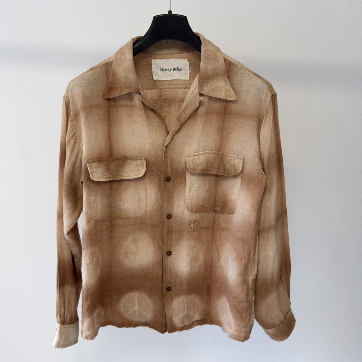 Story Mfg. Brown/Beige ‘Peace Tie Dye’ Print Shirt Size US S / EU 44-46 / 1 - 18 Thumbnail