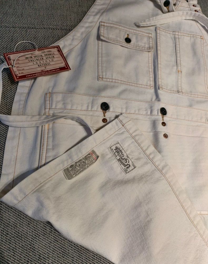 Freewheelers Freewheelers White Canvas Work Apron Size ONE SIZE - 1 Thumbnail