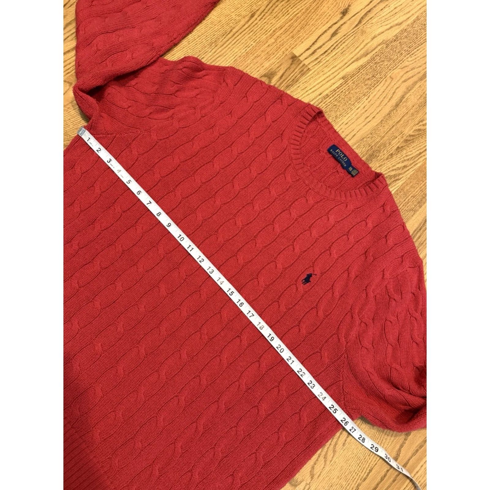 Polo Ralph Lauren Polo Ralph Lauren Sweater Men’s 2XL Cable Knit Cotton Crew Neck Embroidered Pony Coral Red Size US XXL / EU 58 / 5 - 4 Thumbnail
