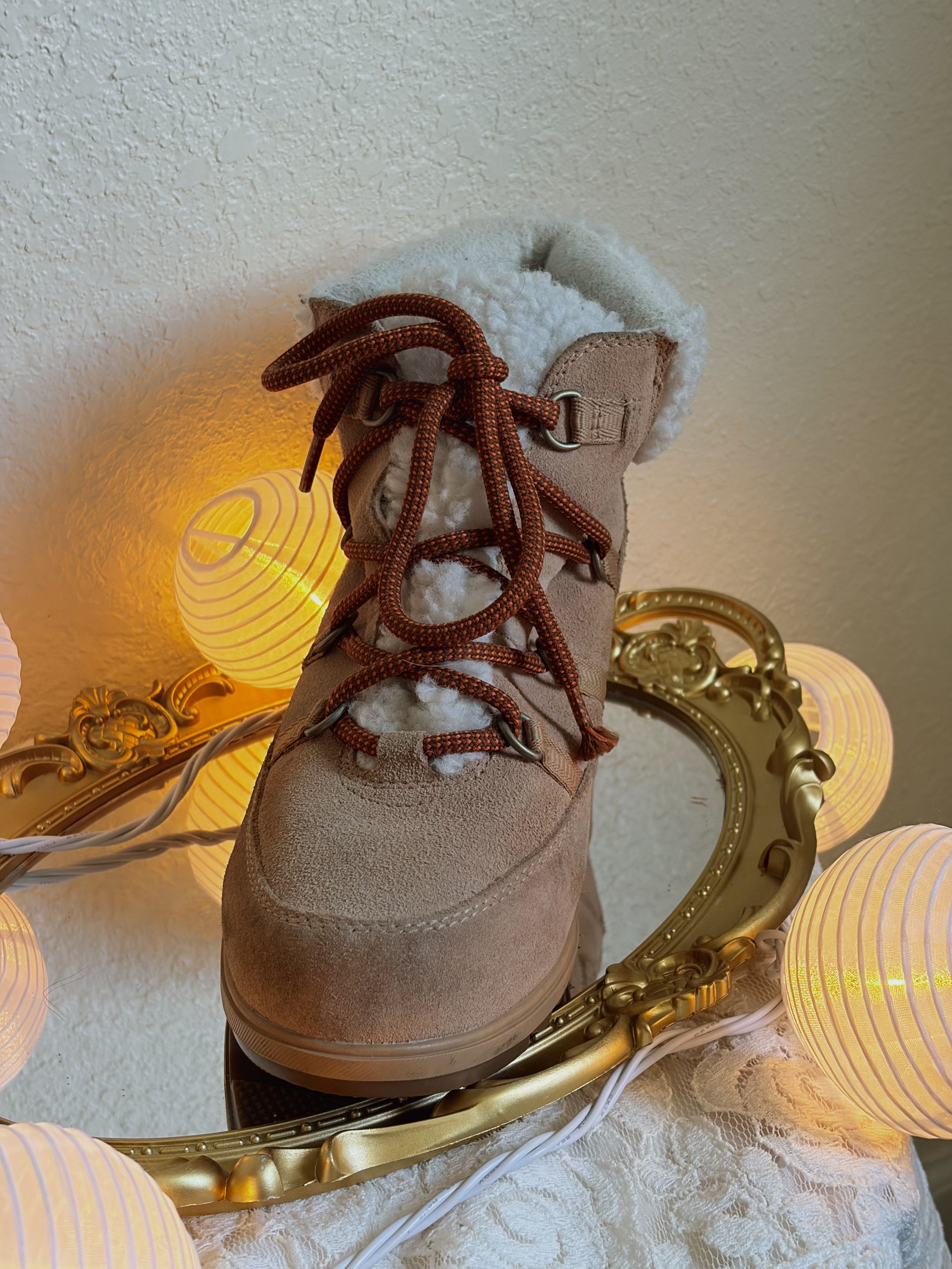 SOREL Sorel Evie Cozy Lace Bootie Tawny Buff Wood Size US 9 / IT 39 - 3 Thumbnail