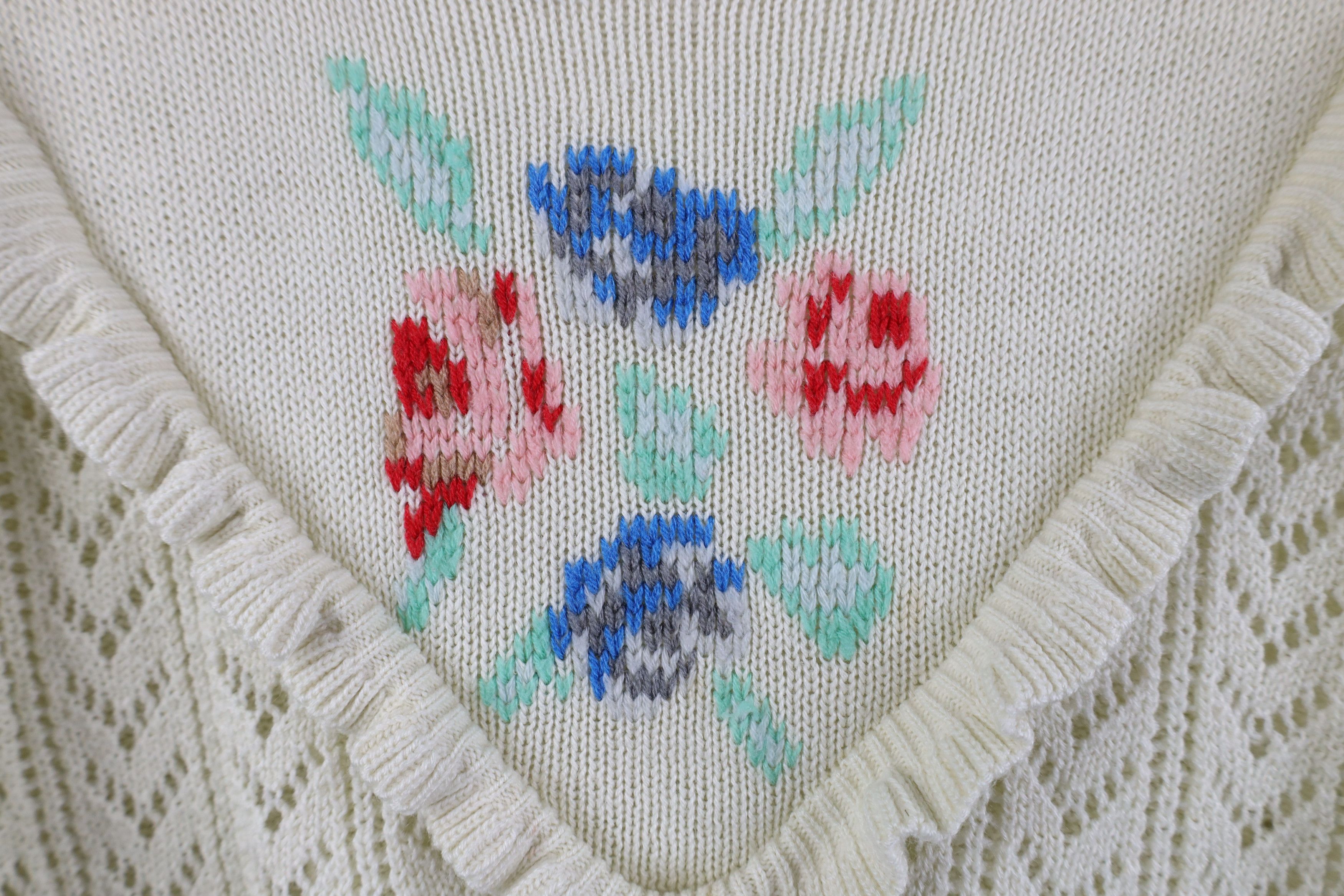 Vintage Vintage 70s Streetwear Crochet Needlepoint Flower Sweater Size L / US 10 / IT 46 - 4 Thumbnail