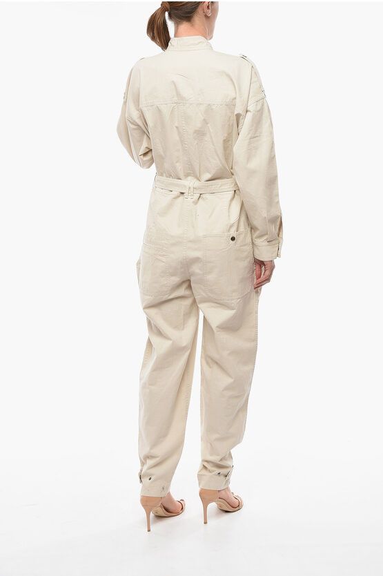 Etoile Isabel Marant beige linen blend zip front jumpsuit - womens S / mens XS