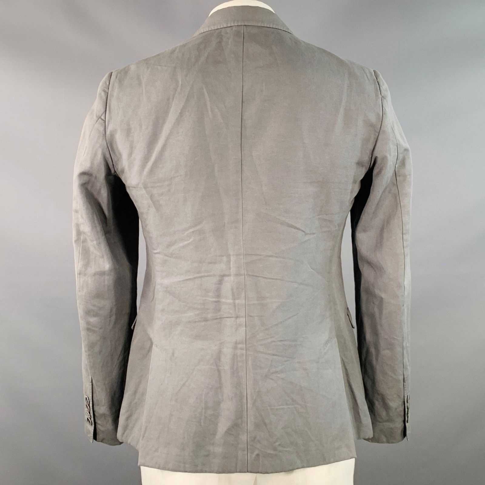 Dolce & Gabbana DOLCE & GABBANA Grey Cotton Linen Notch Lapel Sport Coat Size 42R - 3 Thumbnail