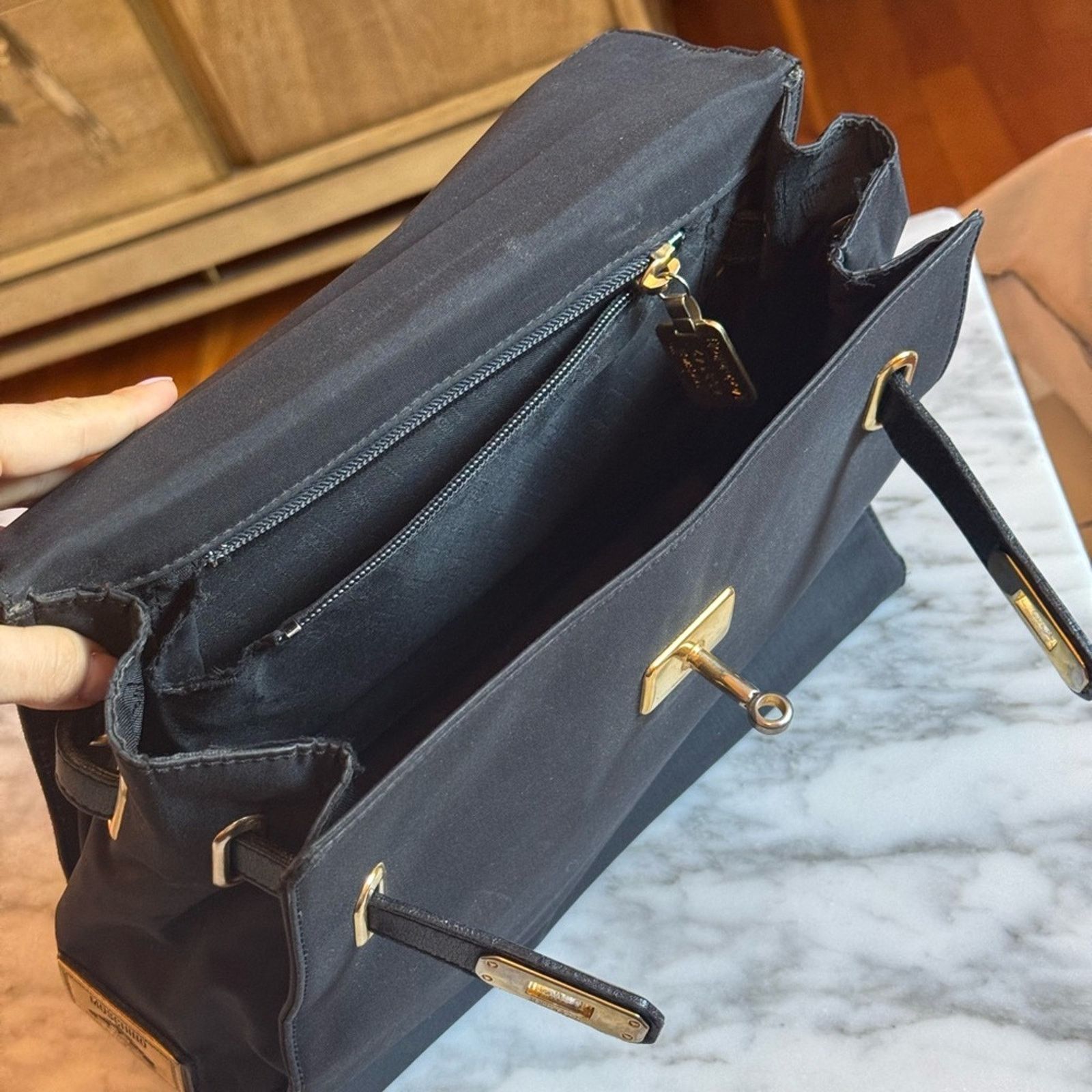 Moschino Moschino Black Nylon “Kelly” Bag Size ONE SIZE - 7 Thumbnail