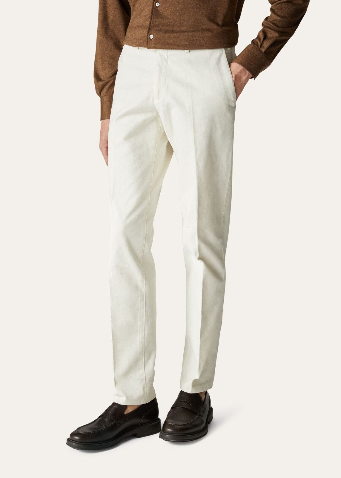 Loro Piana o1srvl11e1224 Cotton Pantaflat Slim Trouser in White Size US 36 / EU 52 - 3 Thumbnail