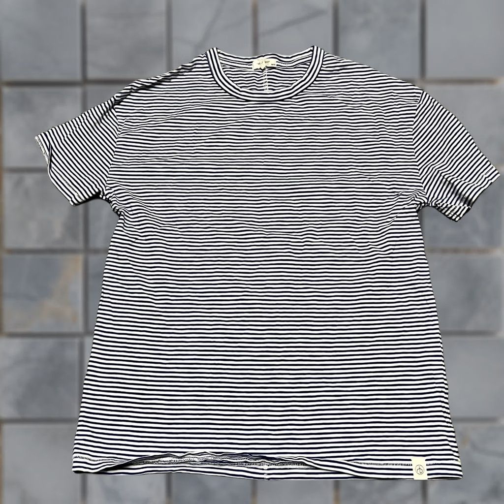 Rag & Bone Rag & Bone T Shirt Womens XS Crew Neck Blue Striped Pima Cotton Short Sleeve Size XS / US 0-2 / IT 36-38 - 1 Thumbnail