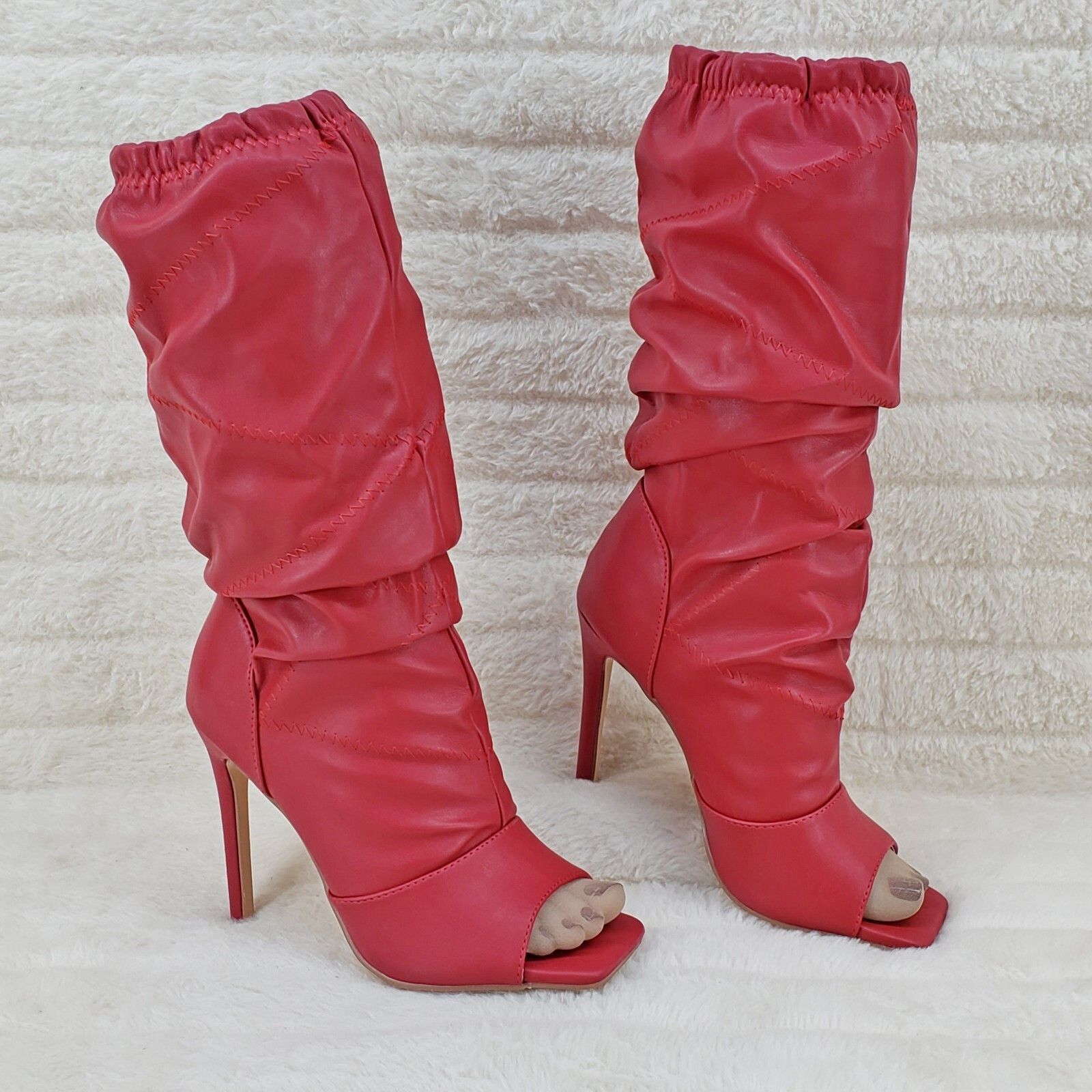 Other Victoria RED Square toe Mid Calf Adjustable Slouch Scrunch P Size US 7 / IT 37 - 3 Thumbnail