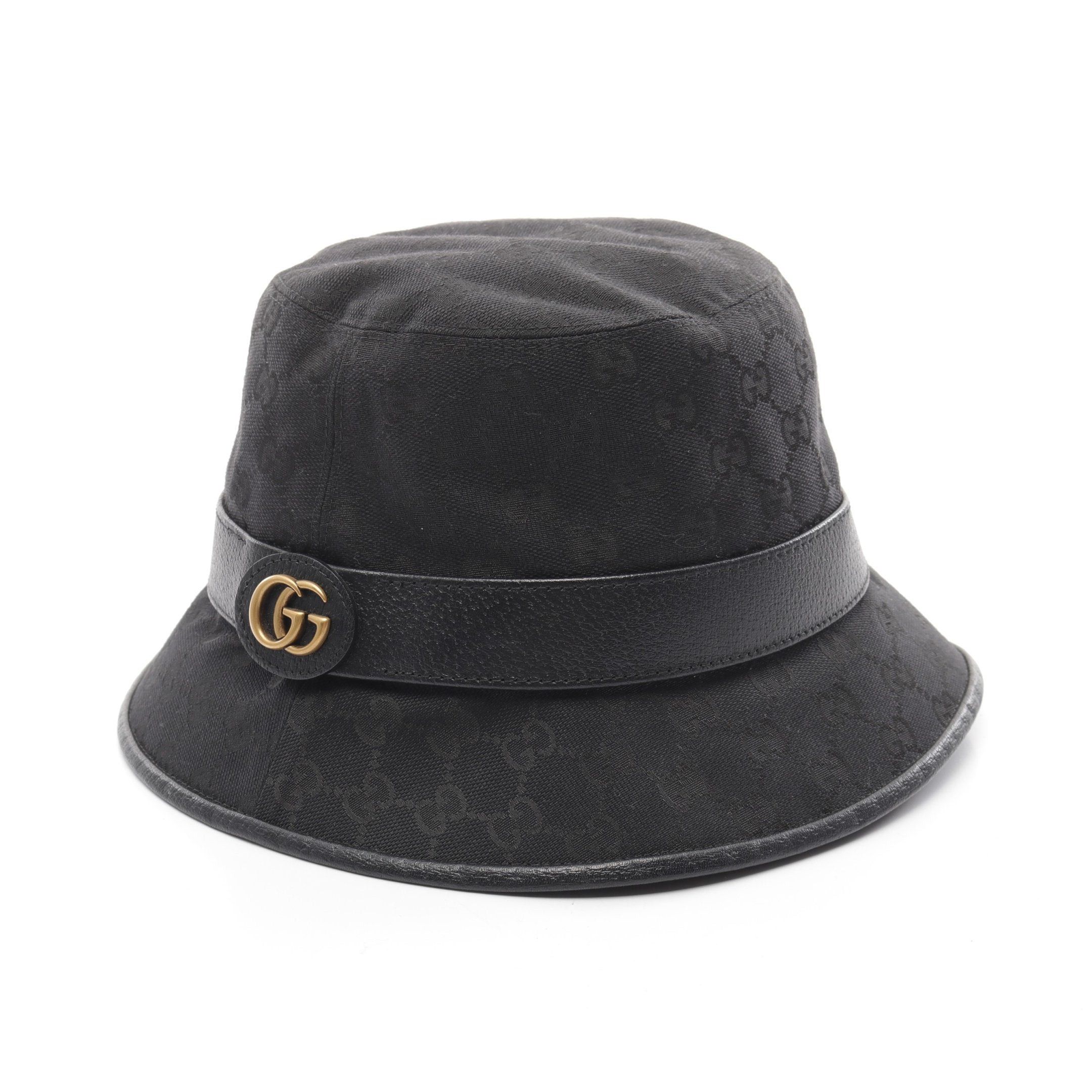 Gucci Gucci Fedora Hat Gg Marmont Canvas Leather Black Size ONE SIZE - 1 Thumbnail