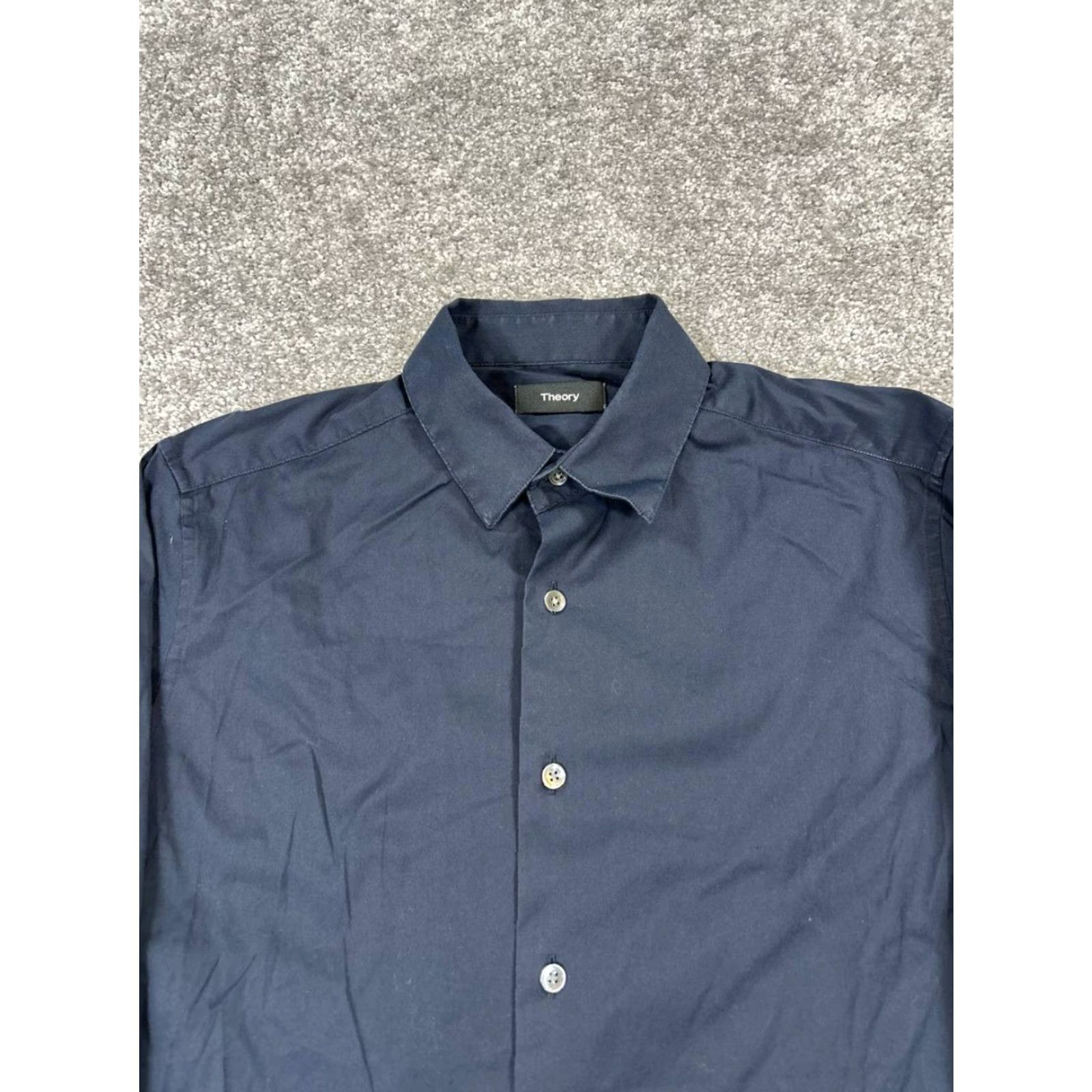Theory Theory Shirt Mens M Blue Cotton Button-Up Collared Regular Size US M / EU 48-50 / 2 - 2 Thumbnail