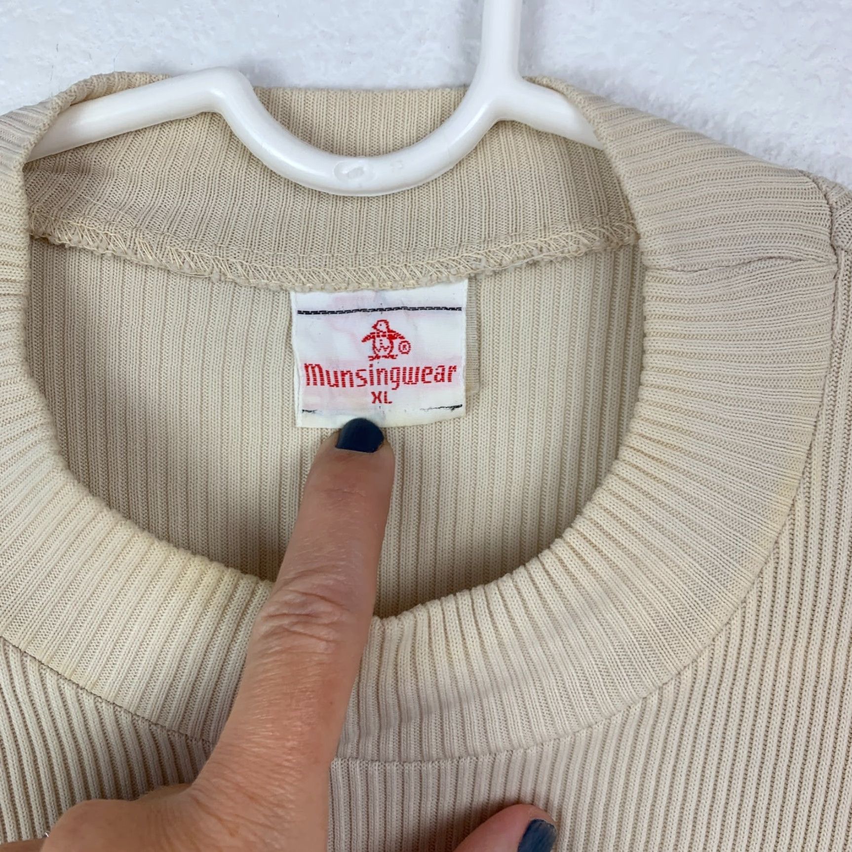 Vintage VINTAGE Munsingwear Beige Ribbed Dupont Nylon Tee T-Shirt XL 1960s Short Sleeve Men Womens Mens Womens Size US XL / EU 56 / 4 - 4 Thumbnail