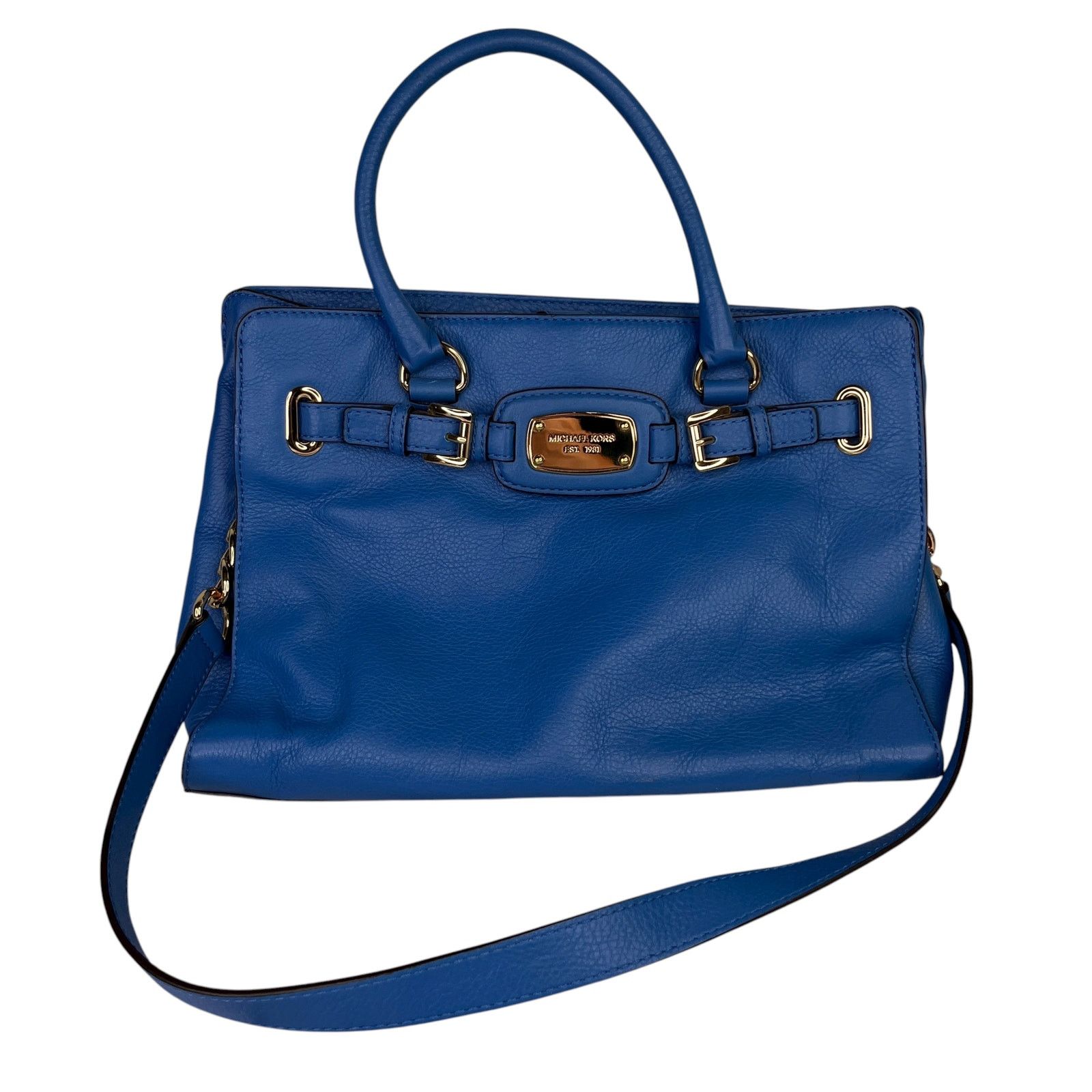 Michael Kors Michael Kors Hamilton Leather Bag Heritage Blue Gold NWOT Size ONE SIZE - 1 Thumbnail