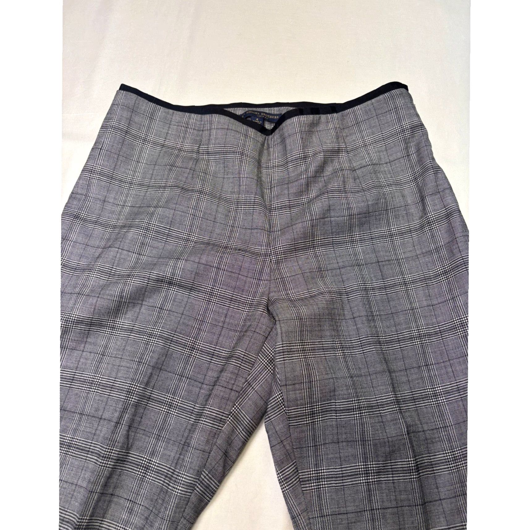 Brooks Brothers Brooks Brothers 346 Lucia Fit Wool Dress Pants Gray Plaid Womens Size 4 W30 L31 Flat Front Stretch Wool Spandex Lined Business Workwear Class ic Size 27" / US 4 / IT 40 - 2 Thumbnail