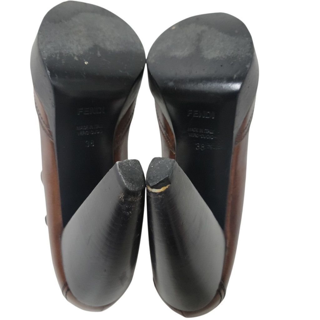 Fendi FENDI Authentic Women Open Toe Block Heel Shoes Brown EU 38 Size US 7 / IT 37 - 13 Thumbnail