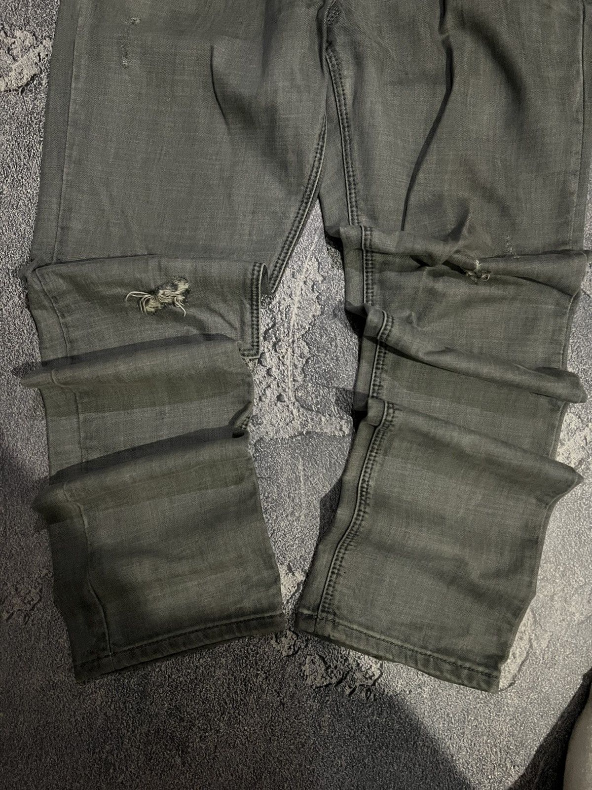 Vintage Streetwear Grunge Y2K Gray Slim Jeans — Balenciaga Style Size US 33 - 3 Thumbnail