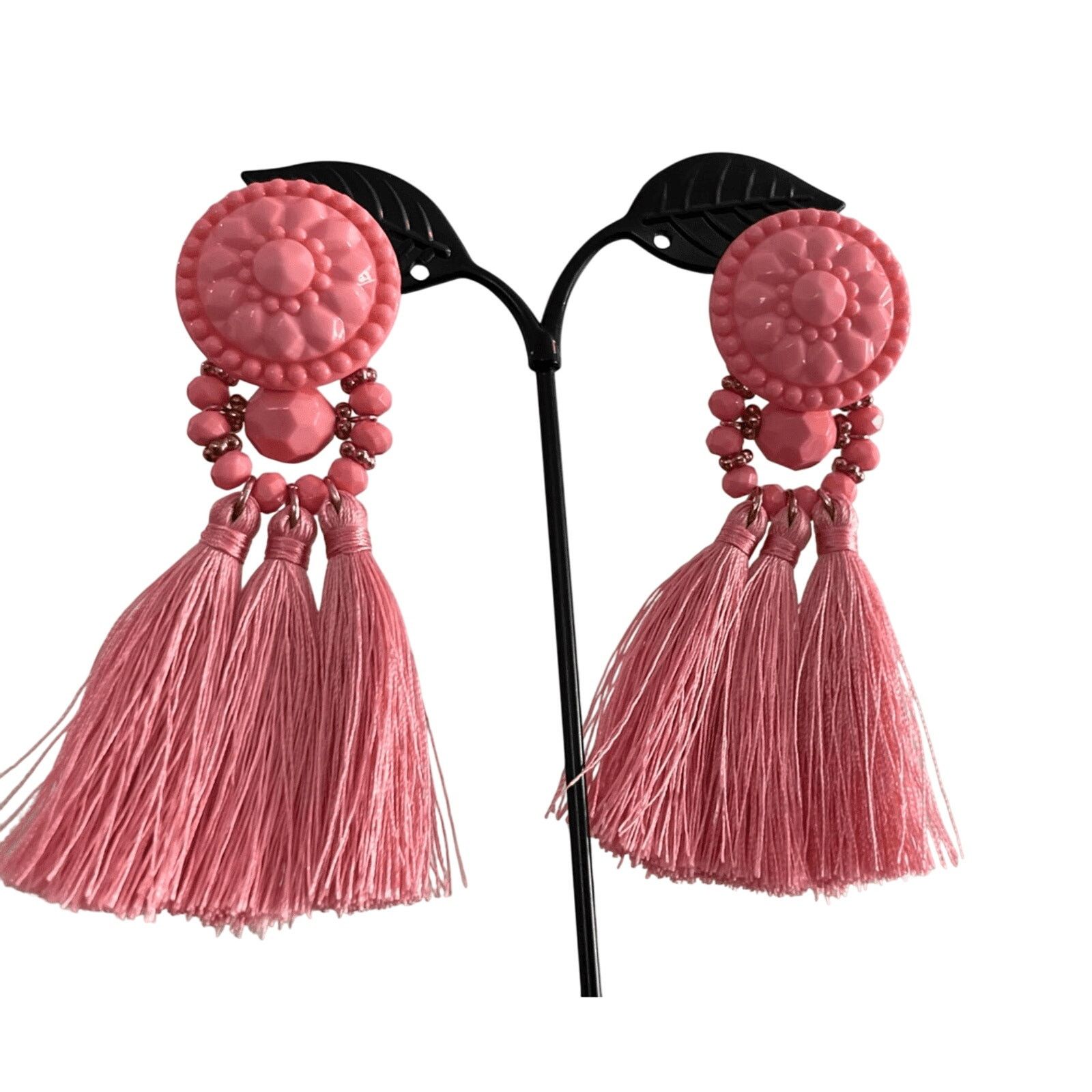 Other Bohemian Pink Triple Tassel Earrings Shabby Chic Jewelry NWT Size ONE SIZE - 1 Thumbnail