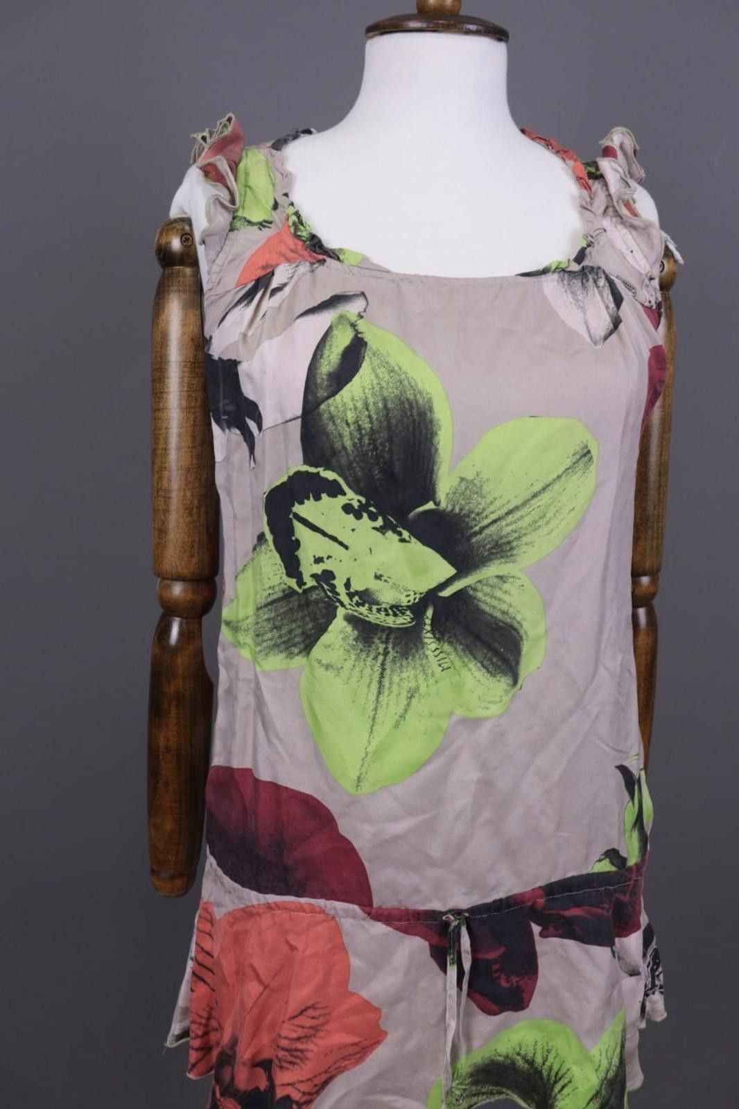 Designer Miss Sixty Gray Floral Sleeveless Summer Tunic Dress S Size S / US 4 / IT 40 - 8 Thumbnail
