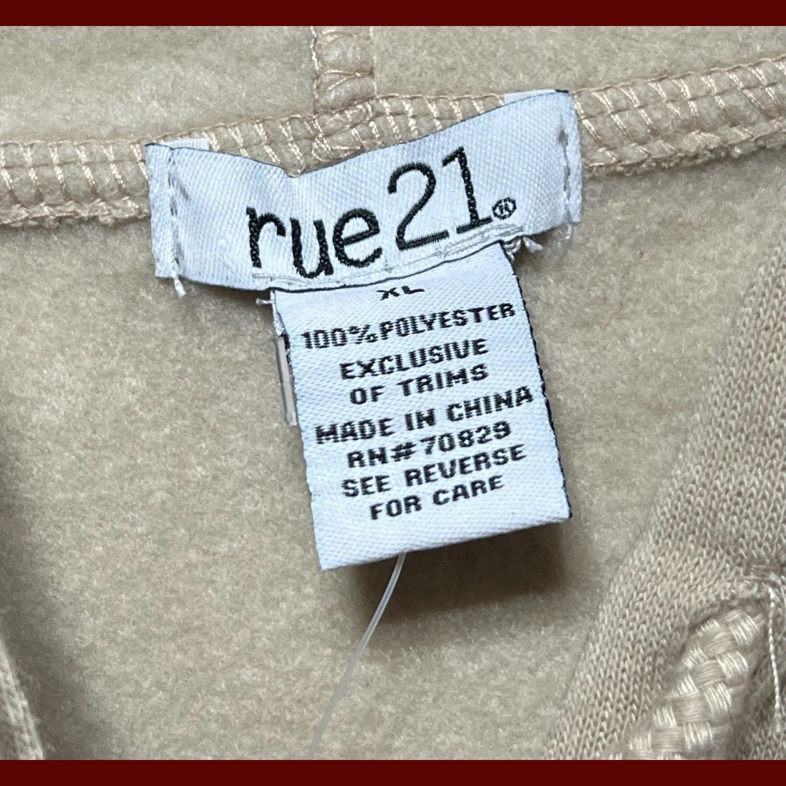 rue21 Rue 21 - Women's Long Sleeve Hooded Sweatshirt - Beige - Ext Size XL / US 12-14 / IT 48-50 - 9 Thumbnail