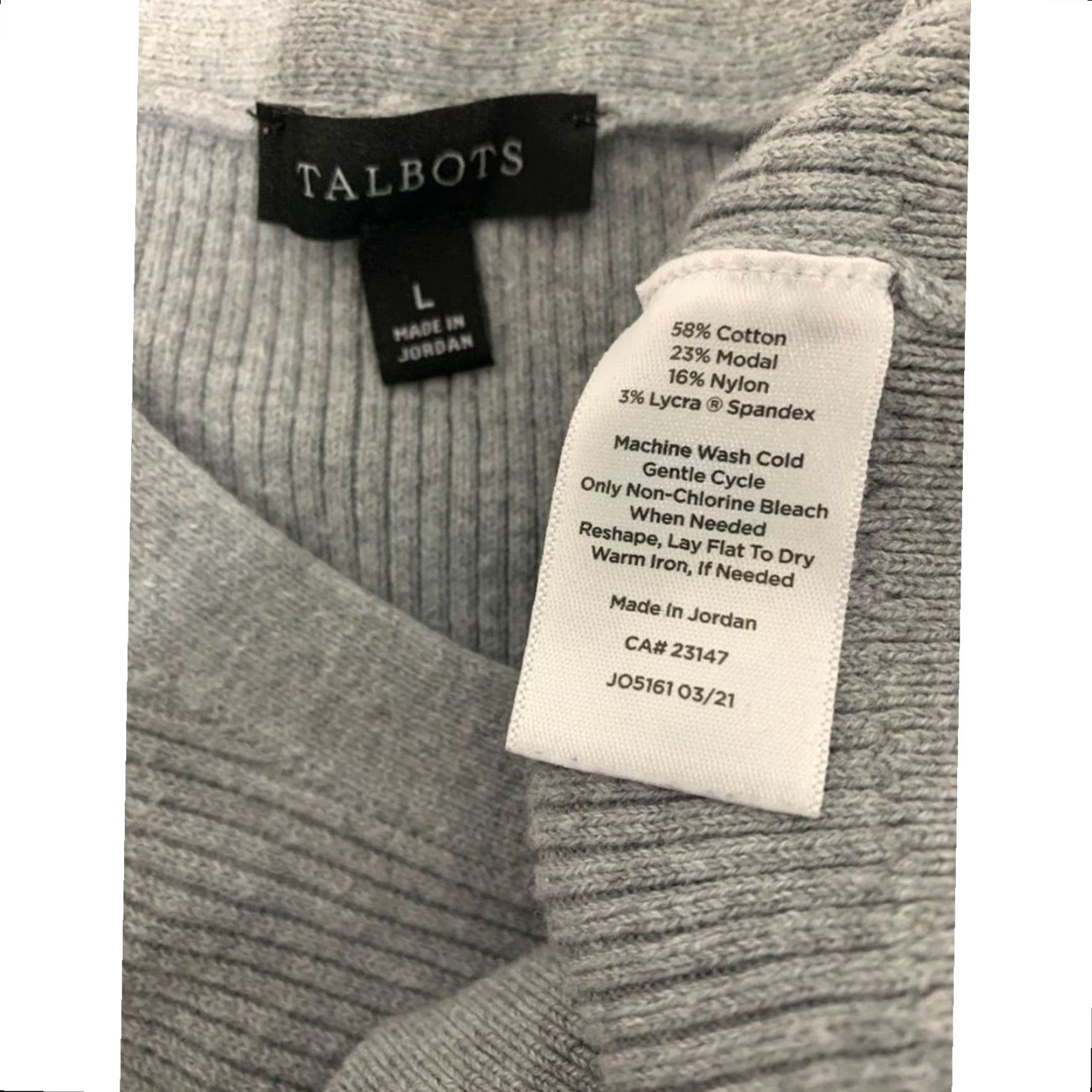 Talbots Talbots Sweater Womens Gray Ribbed Cotton Blend Size Large Size L / US 10 / IT 46 - 7 Thumbnail