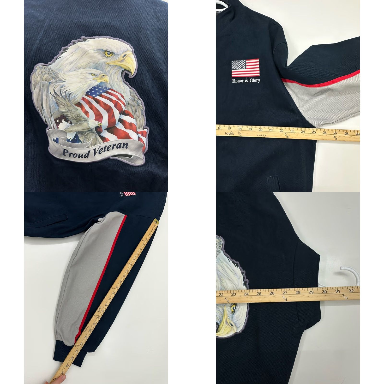 Vintage The Bradford Exchange Bomber Jacket Size Large Honer & Glory Proud Veteran Blue Size US L / EU 52-54 / 3 - 9 Thumbnail