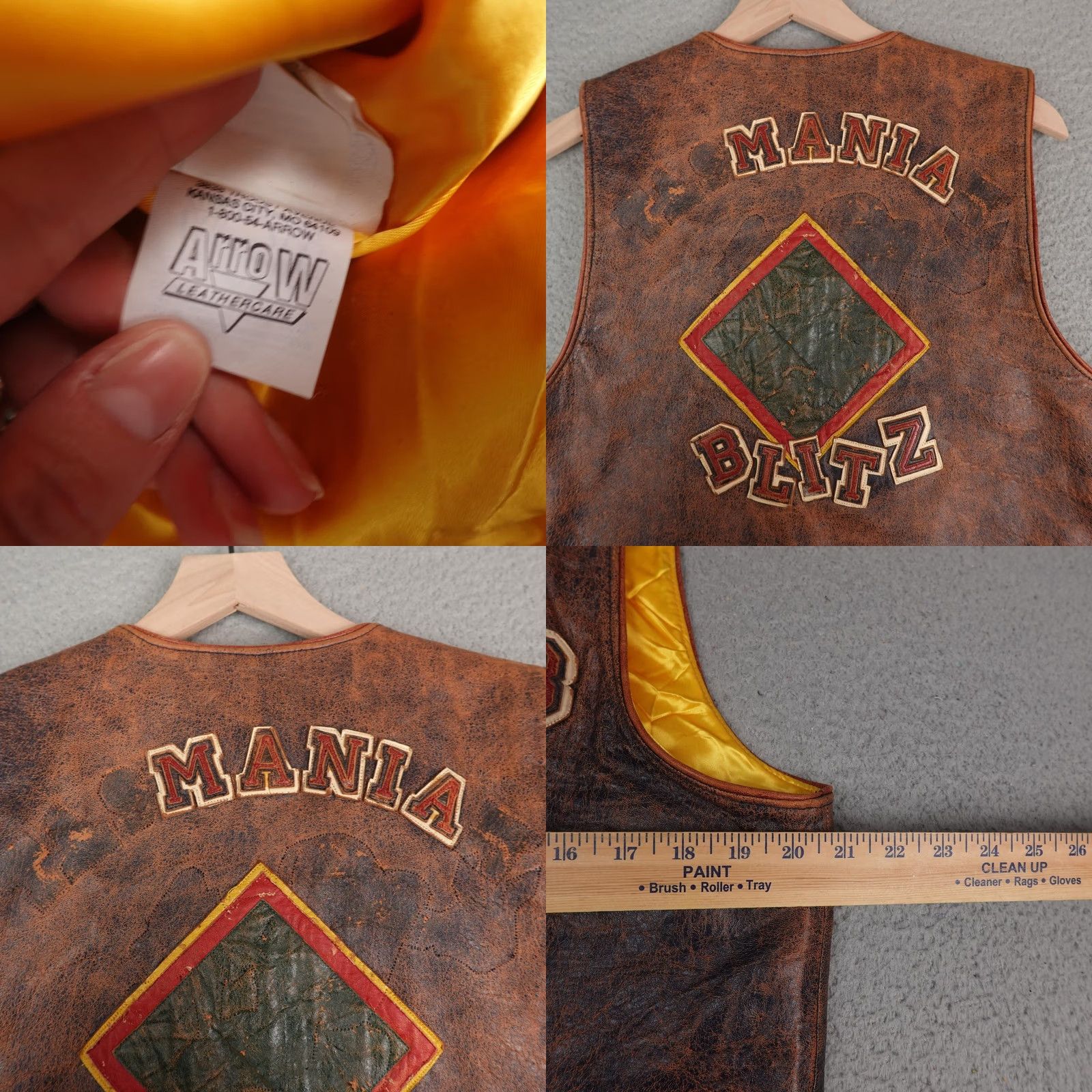 Hamilton VINTAGE Jeff Hamilton Vest Mens Large Brown Leather Looney Tunes 1992 90s USA Size US L / EU 52-54 / 3 - 9 Thumbnail