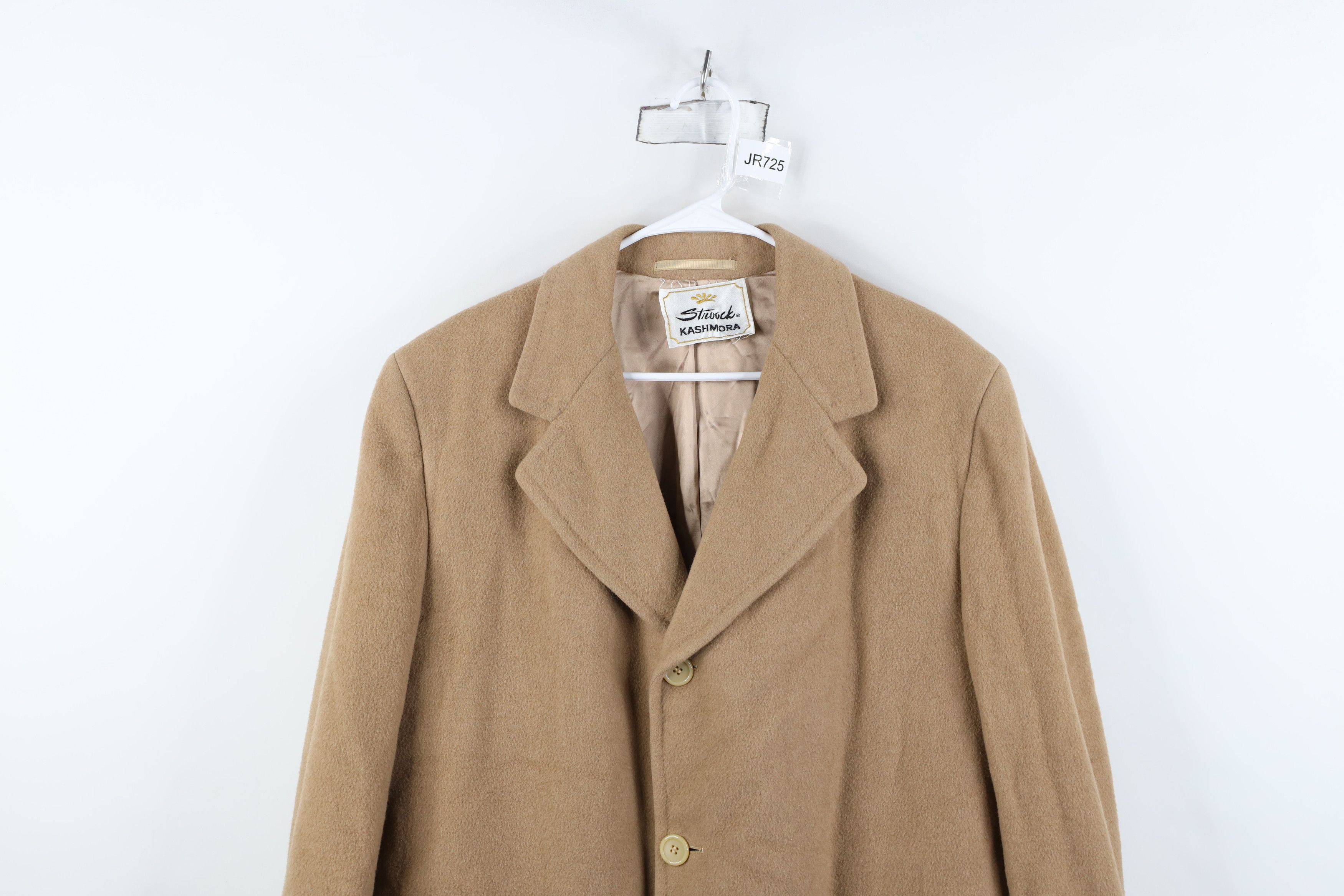 Vintage Vintage 90s Cashmere Blend Overcoat Car Jacket Beige Tan USA Size US XL / EU 56 / 4 - 2 Thumbnail
