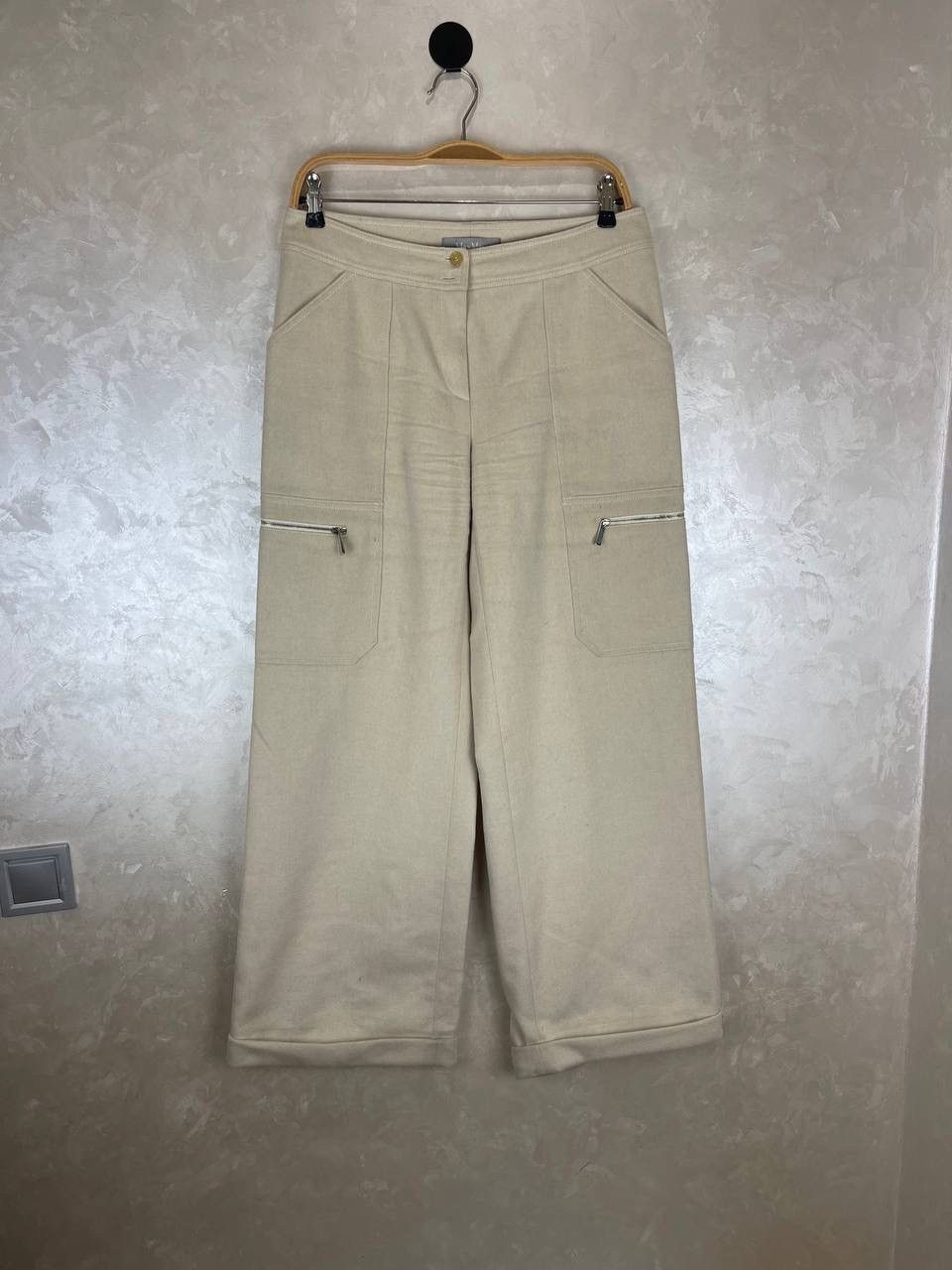 Max Mara Max Mara Wool Angora Wide Leg Pants Beige US 12 Size 34" / US 12 / IT 48 - 1 Thumbnail