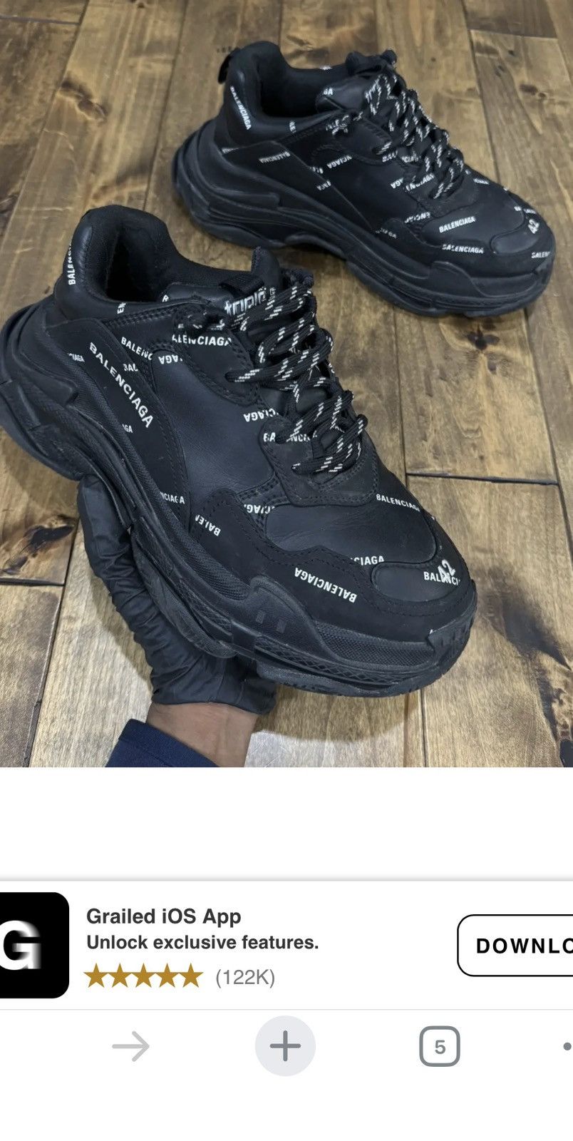 Balenciaga Balenciaga Triple S All Black Logo Sneakers Size US 9 / EU 42 - 4 Thumbnail