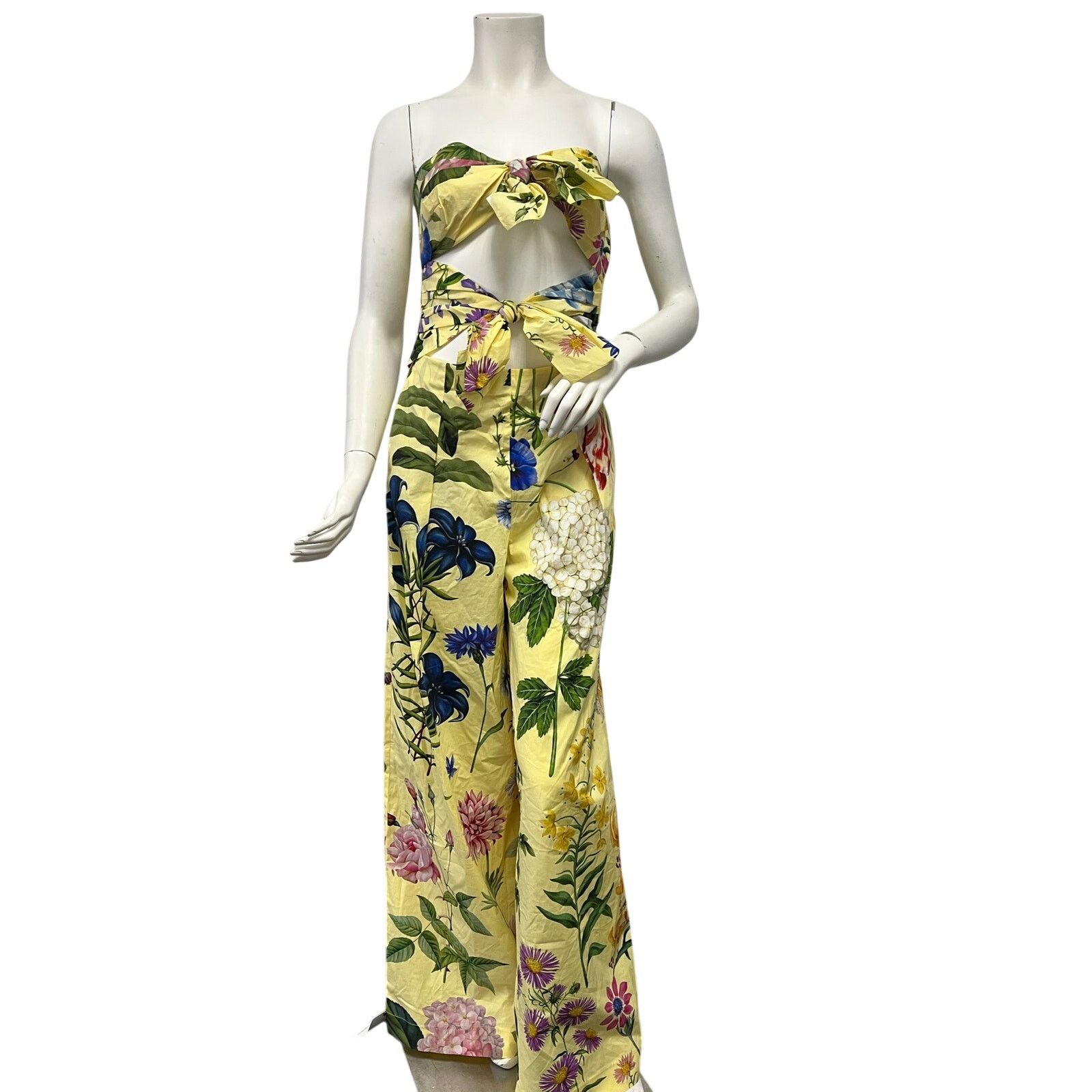Oscar De La Renta NWT Oscar de la Renta FloralCotton Blend Jumpsuit Size 27" / US 4 / IT 40 - 2 Thumbnail