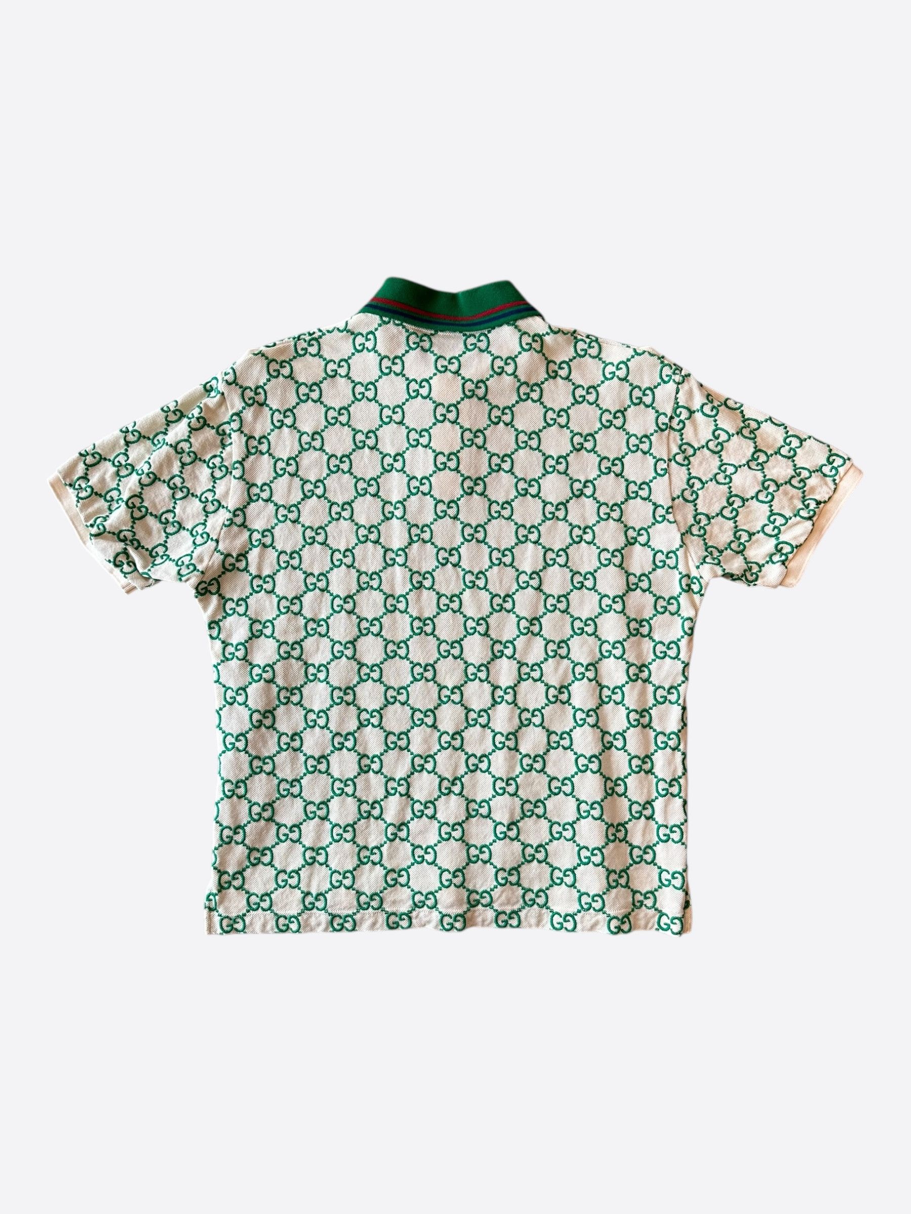 Gucci Gucci White & Green GG Monogram Polo T-Shirt Size US S / EU 44-46 / 1 - 2 Thumbnail