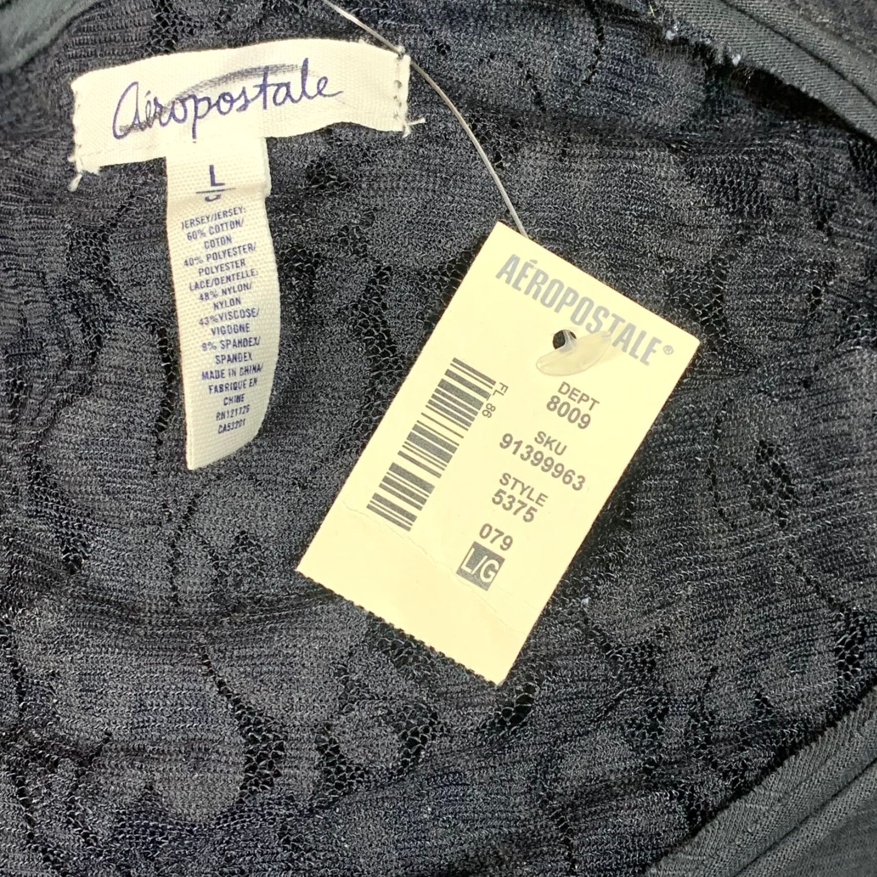 Aeropostale Aeropostale Womens Top Pullover Shirt Long Sleeve Lace Dark Gray L Tunic Blouse XL Color Dark Gray Mens Size L / US 10 / IT 46 - 8 Thumbnail