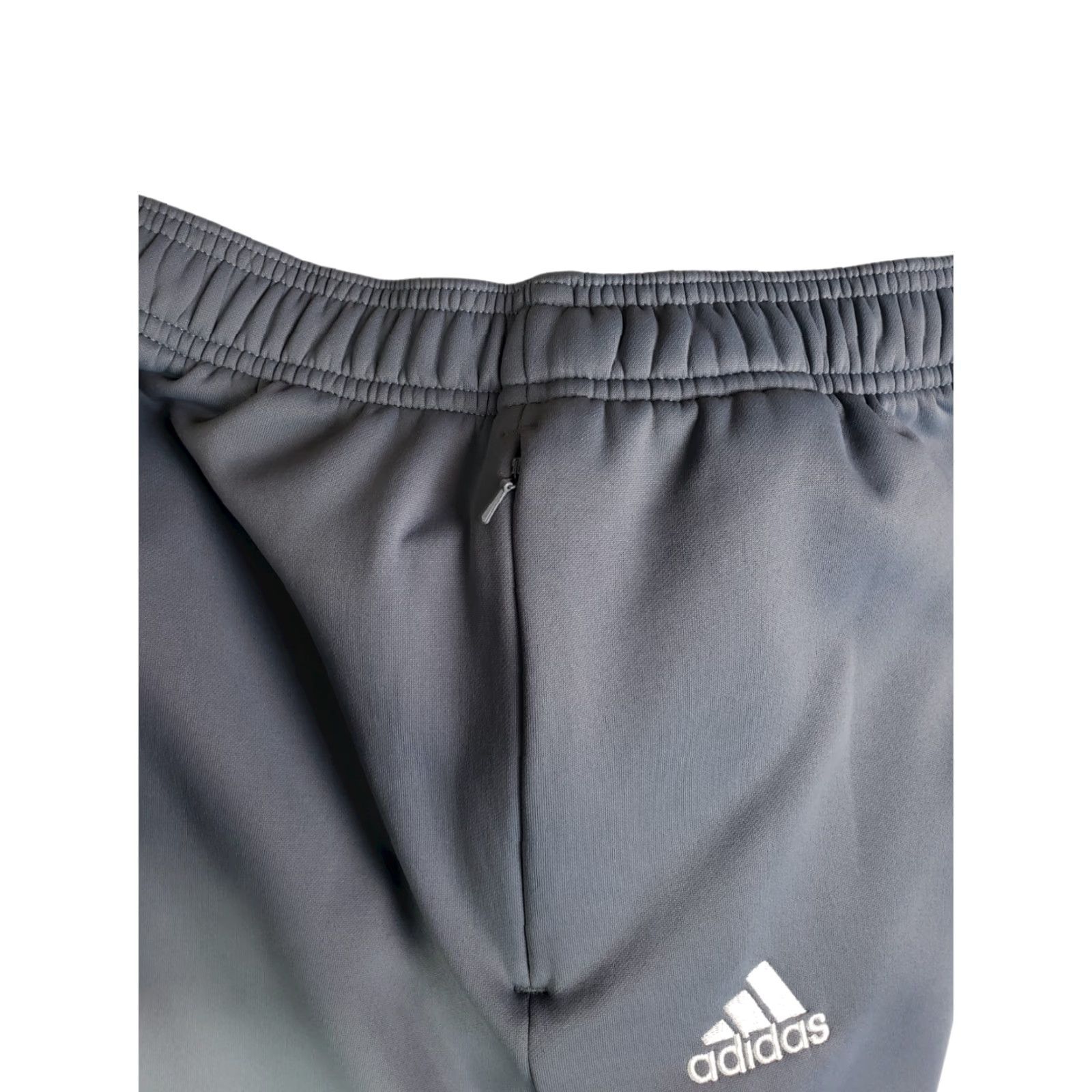 Adidas Adidas Grey Jogger Zippered Pants L 31x28 Men MEDIUM Regular Fit Drawstring 100% Polyester Sports Activewear Size US 31 - 5 Thumbnail