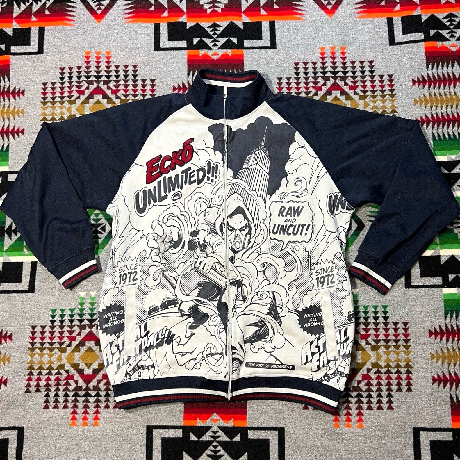 image of Vintage Ecko Unltd Graffiti Pullover Sweatshirt Men’S Size 2Xl All Over Print D8 in White, Men's