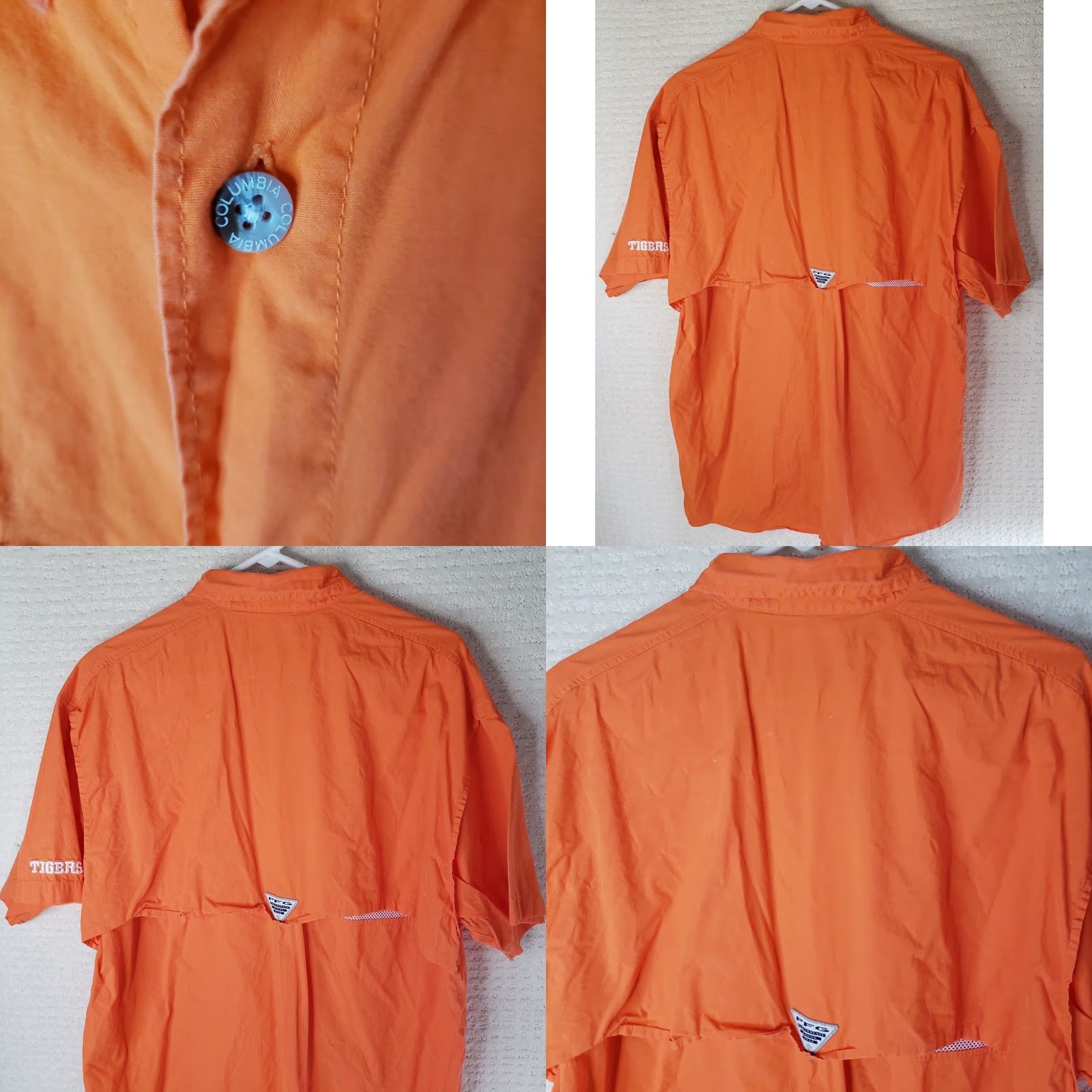 Vintage Clemson Columbia PFG Mens Shirt L Omni Shade Tiger Paw Performance Fishing Button-Up Short Sleeve Orange College Size US L / EU 52-54 / 3 - 8 Thumbnail