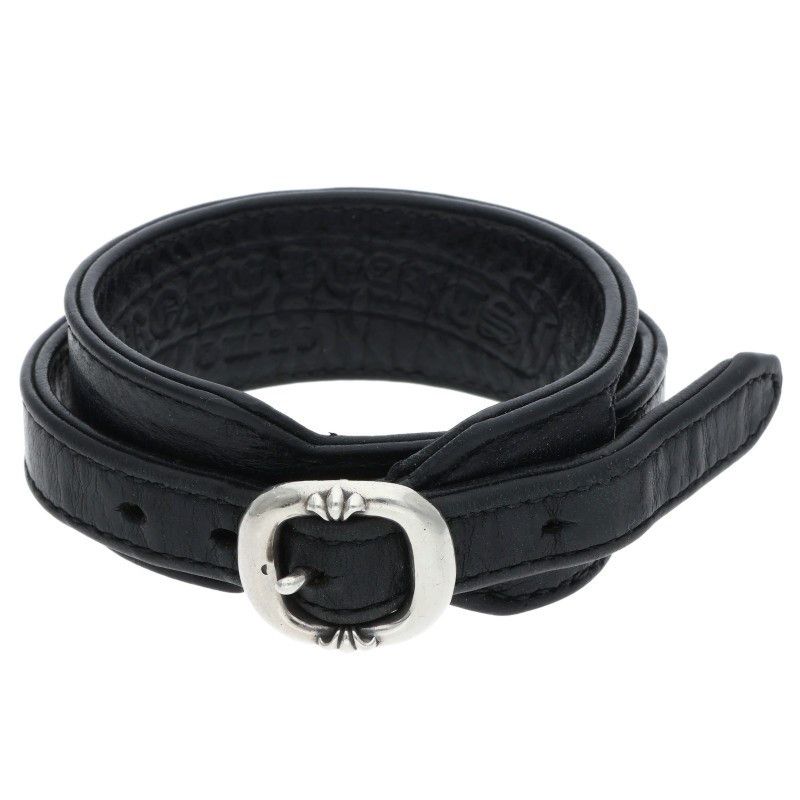 Chrome Hearts Chrome Hearts RR TINY BUCKLE Leather Bangle Black x Silver Size 1 Size ONE SIZE - 1 Thumbnail