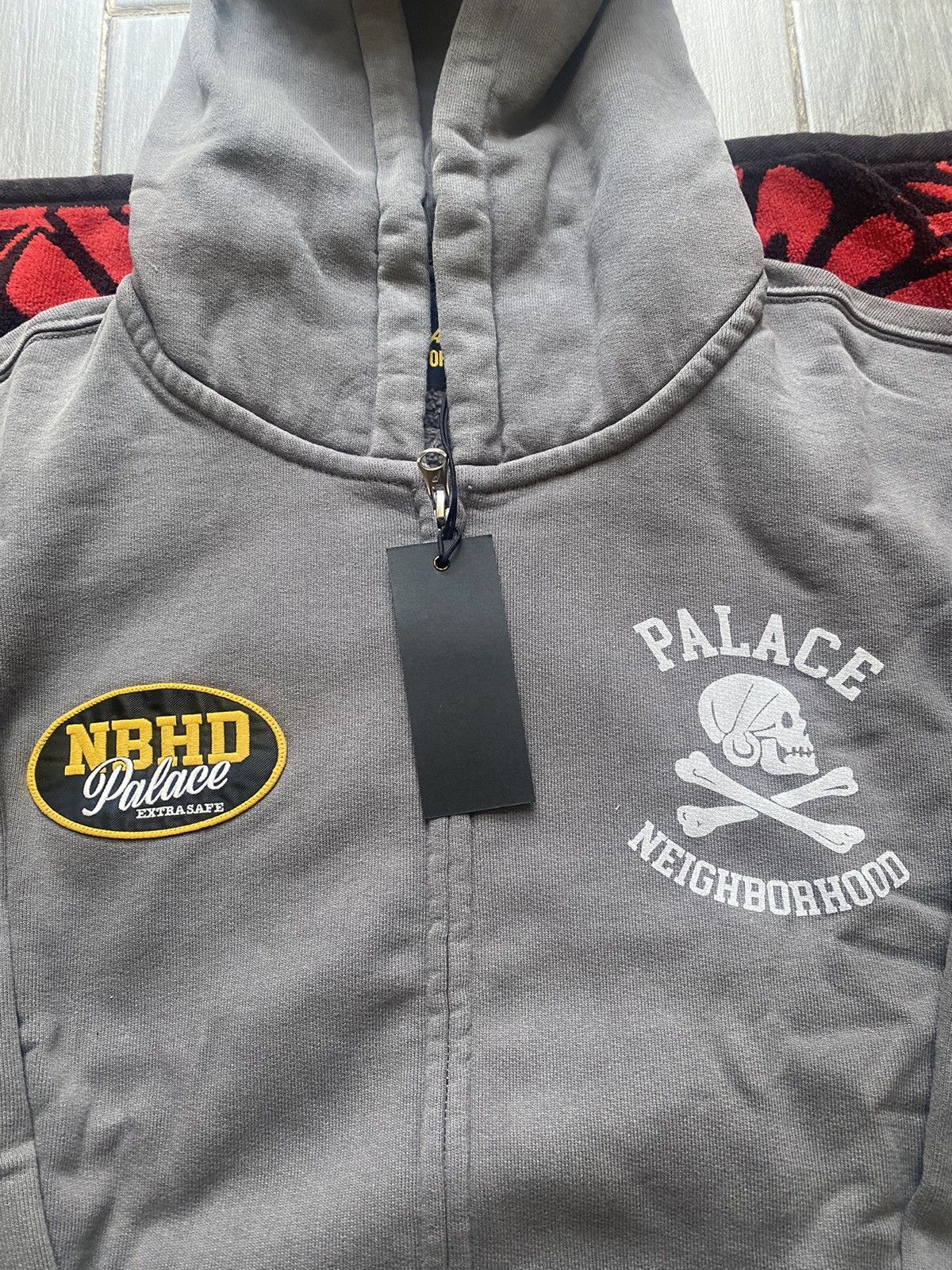 Palace Neighborhood Skull Zip Up Hood Charcoal Large