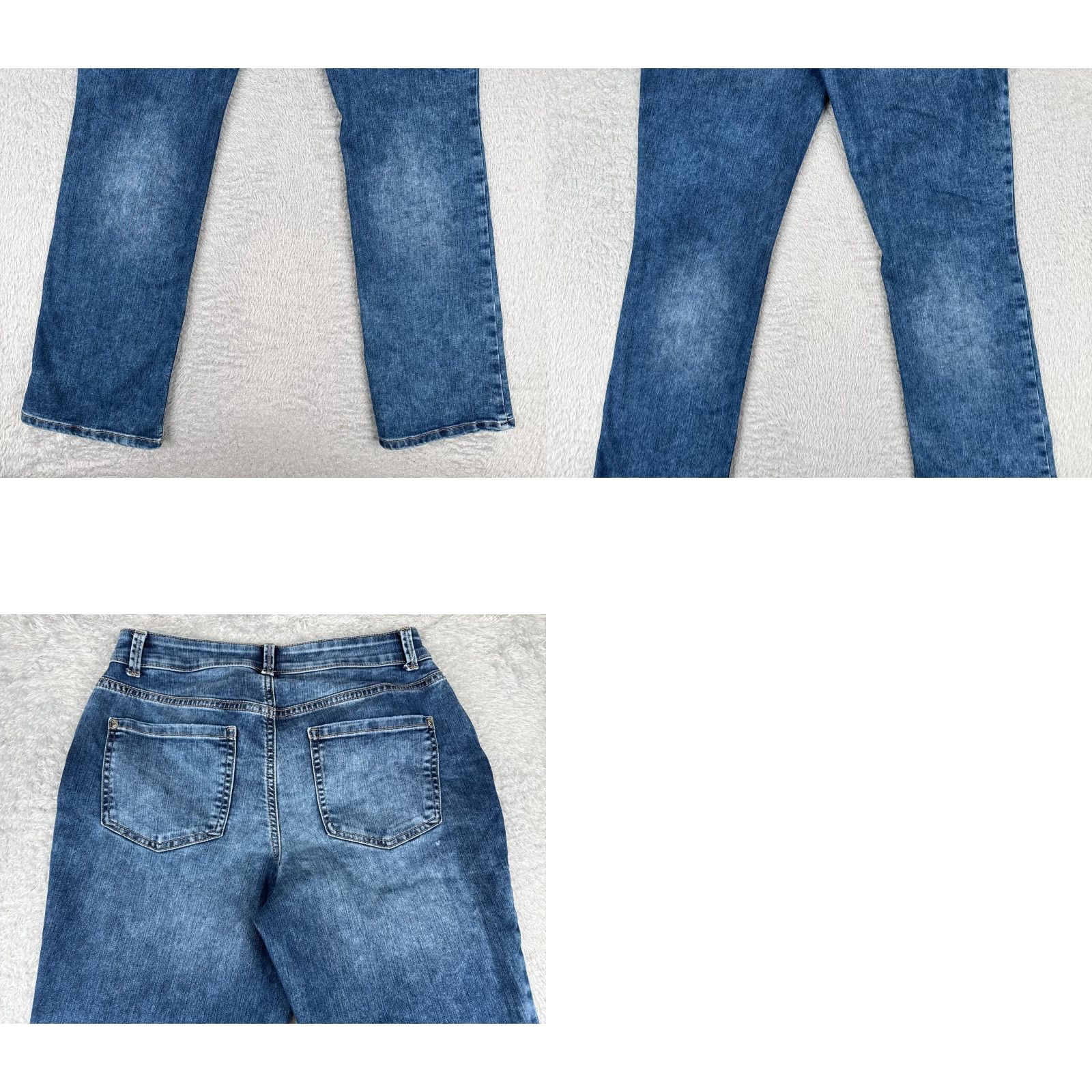 Vintage Maurices Jeans Womens 10 Blue Denim Flared Mid Rise 29x32 5-Pocket Zipper Button Distressed Medium Wash Cotton Blend Regular Size 32" / US 10 / IT 46 - 10 Thumbnail