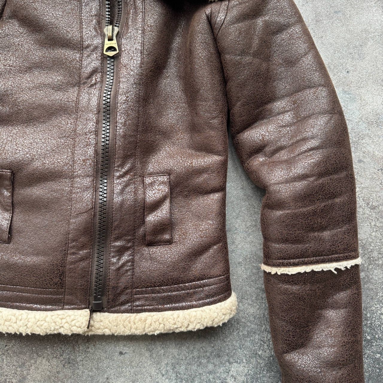 Hysteric Glamour 2000’s Aesthetic Shearling Aviator Cropped Jacket Size XS / US 0-2 / IT 36-38 - 9 Thumbnail