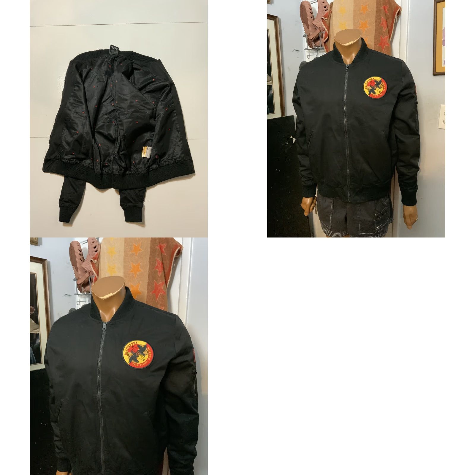 Vintage VINTAGE Reform Bomber Jacket Men Black M Cotton Blend Blindspot The Final Season Crime Drama Tv Series Cast & Crew Full Zip Crew/Cast Jacket Size US M / EU 48-50 / 2 - 8 Thumbnail