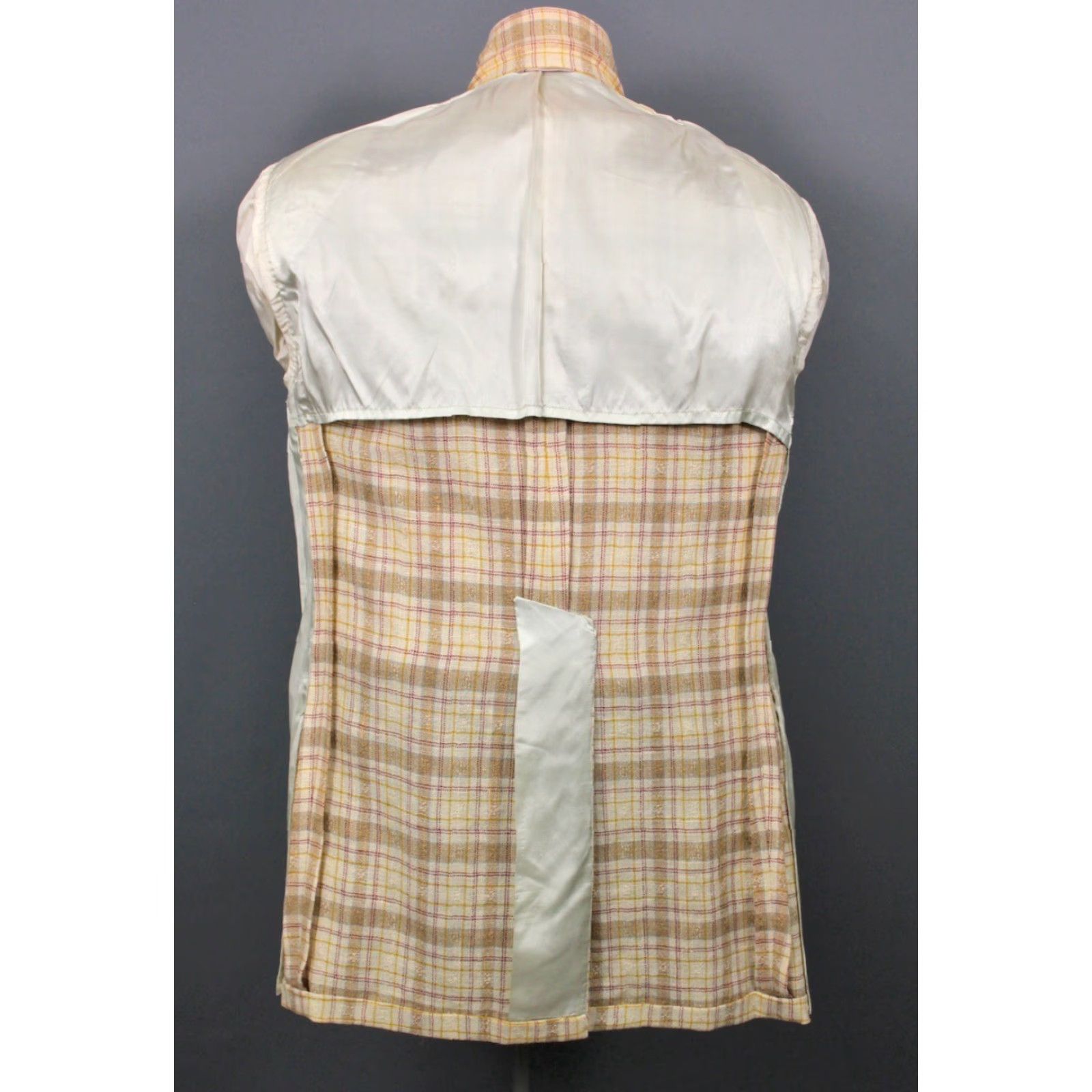 Vintage VINTAGE James Davis Blazer Shirt 70s Mens Wool Linen Beige Yellow Plaid Size 42 1970s 70s Blazer Mens Size 42R - 3 Thumbnail