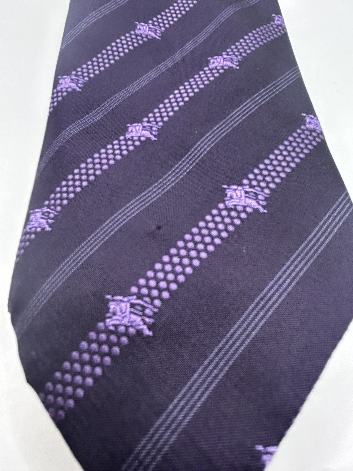 Burberry Burberry London Purple Monogram Striped Tie Size ONE SIZE - 6 Thumbnail