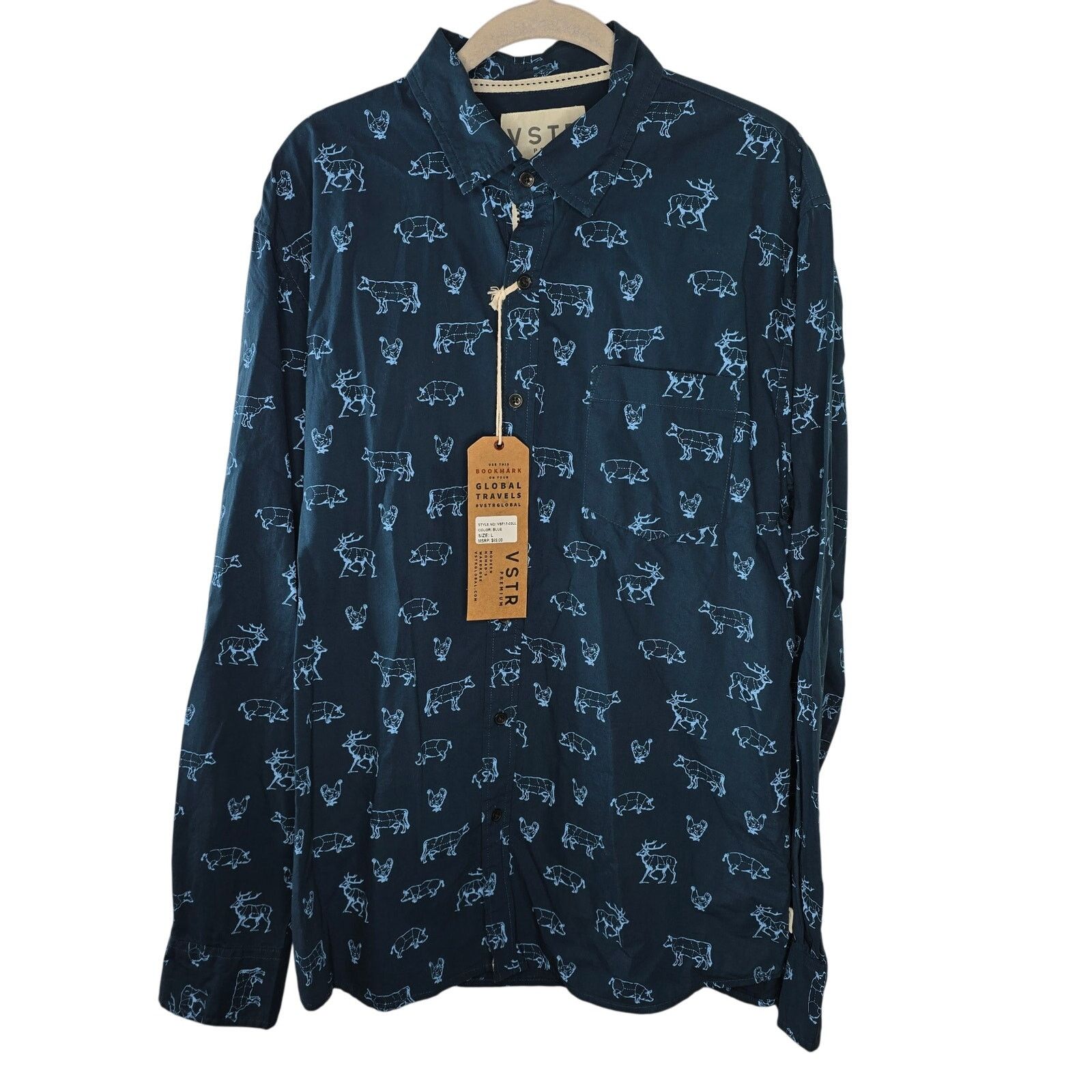 VSTR VSTR Premium Blue Farm Animal Butcher Button-up Shirt Large Size US L / EU 52-54 / 3 - 1 Thumbnail