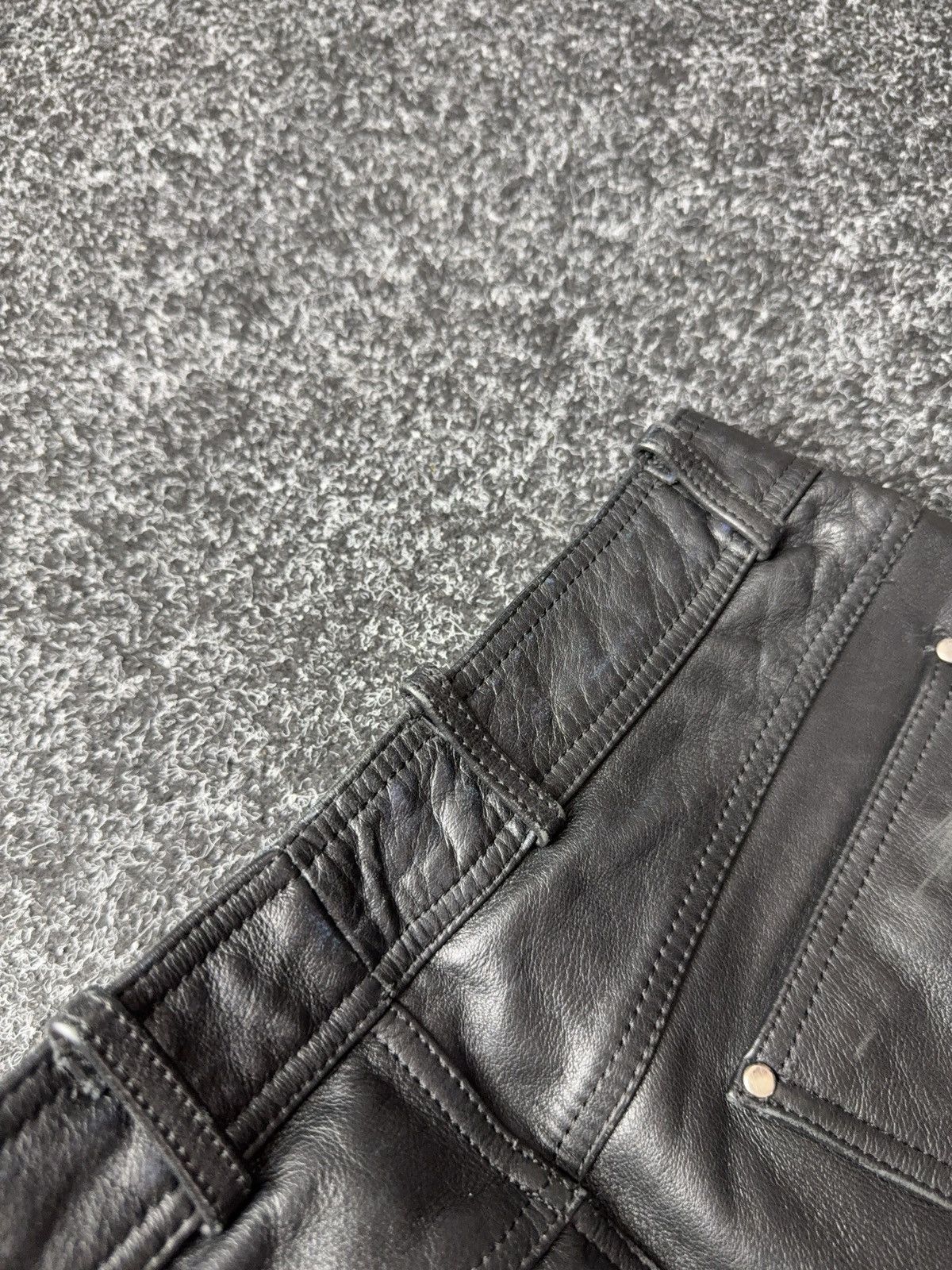 Genuine Leather Leather Biker MOTO Rock Punk Opium Chrome Style Pants Black Size US 31 - 21 Thumbnail